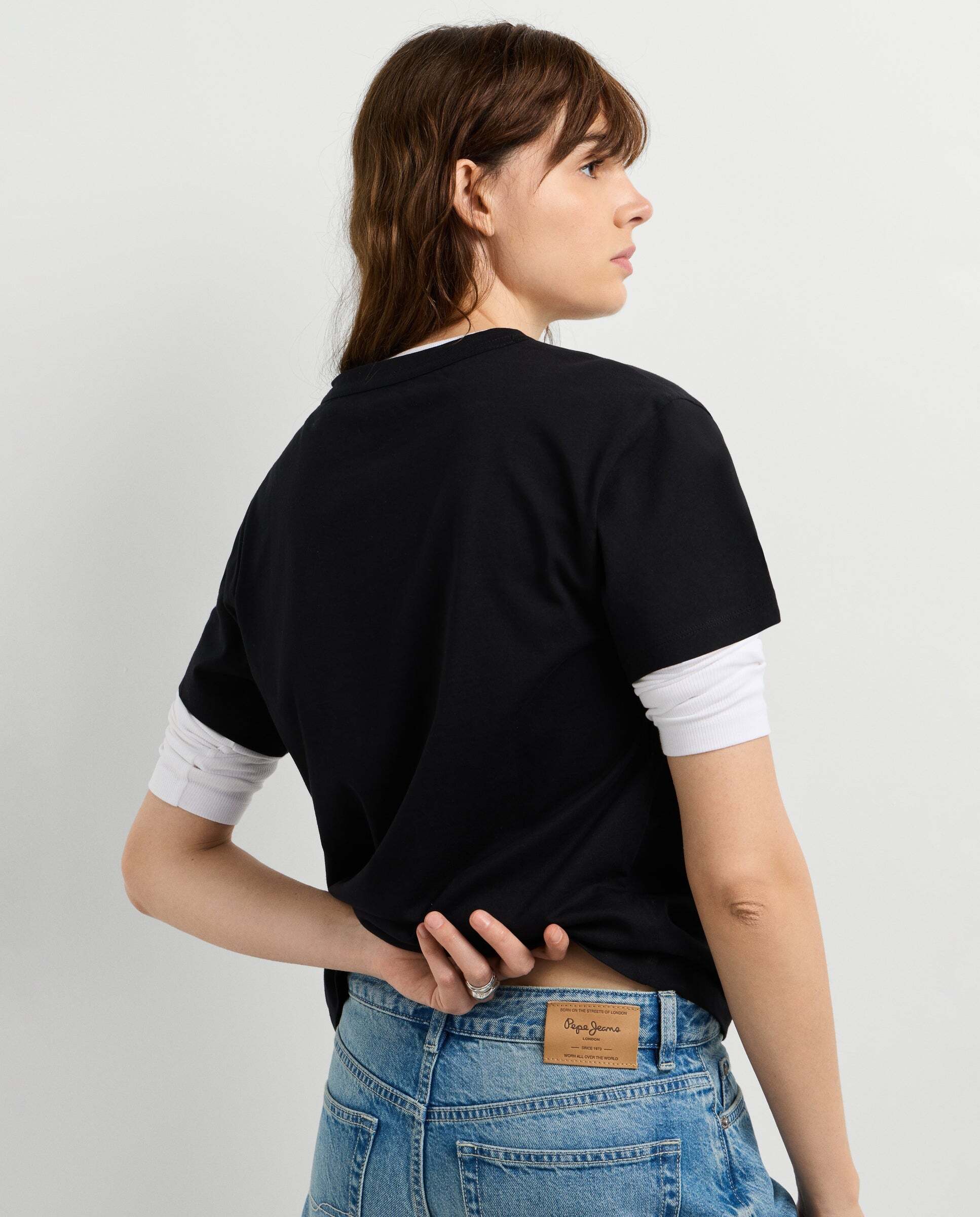 Camiseta de mujer logo strass - Pepe Jeans - Negro Negro-3