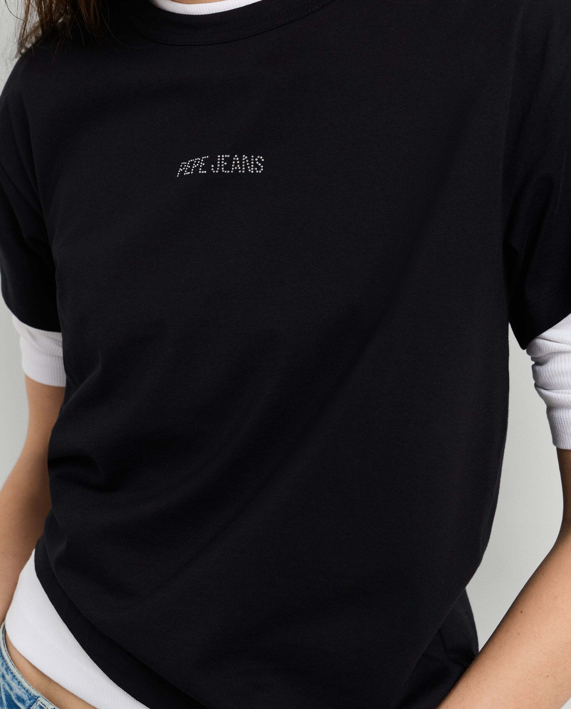 Camiseta de mujer logo strass - Pepe Jeans - Negro Negro-4