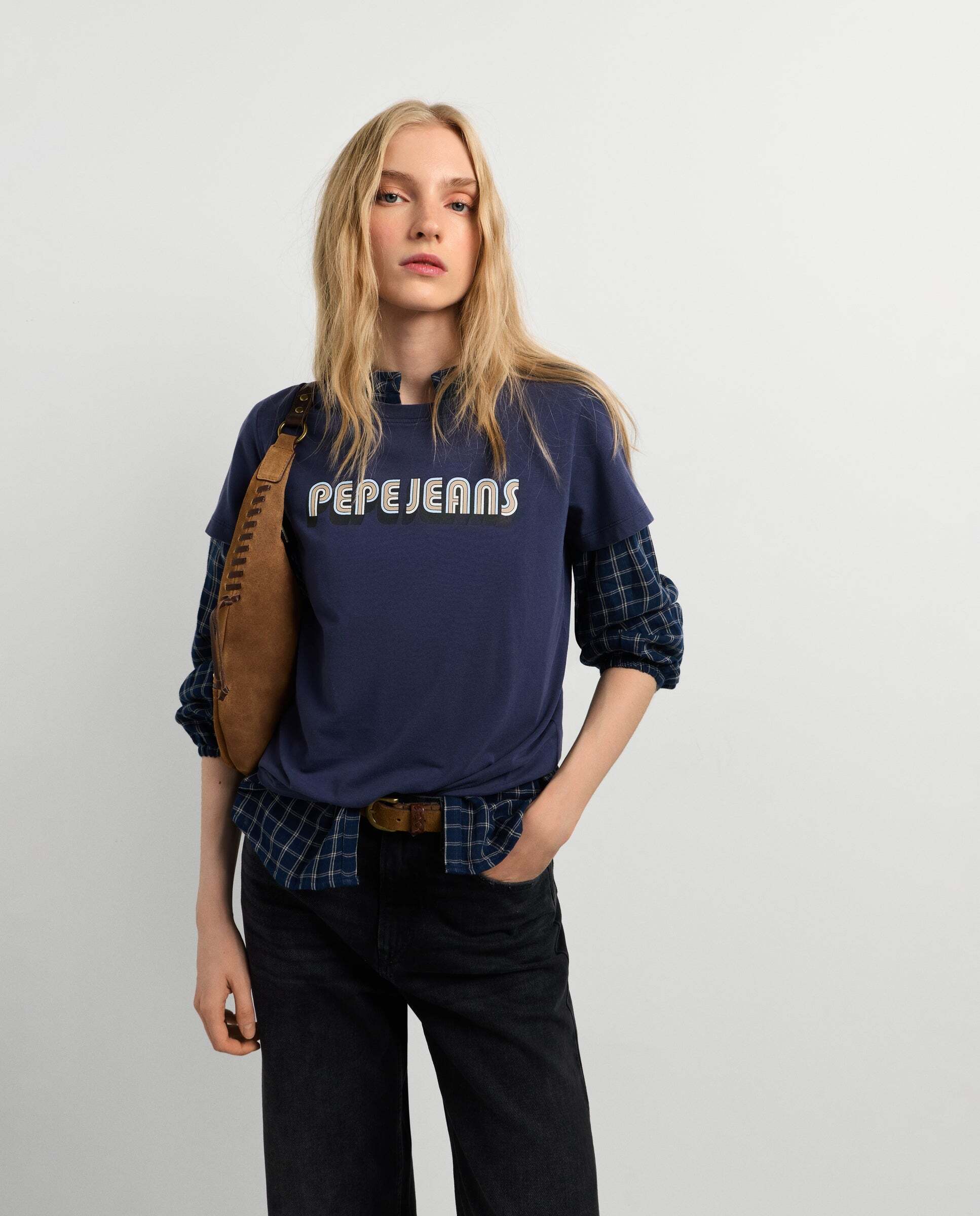 Camiseta de mujer logo retro estampado - Pepe Jeans - Azul oscuro Azul oscuro-1