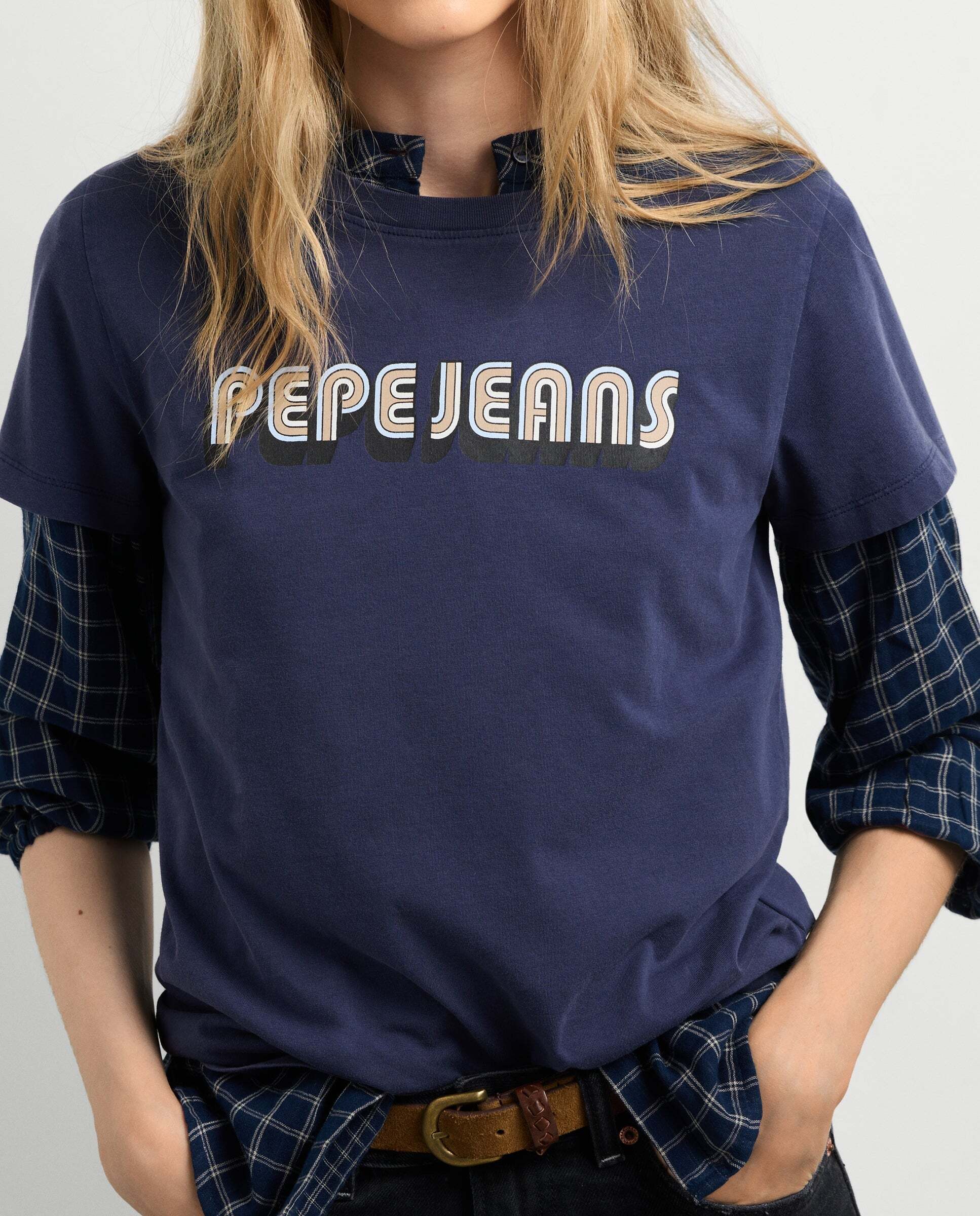 Camiseta de mujer logo retro estampado - Pepe Jeans - Azul oscuro Azul oscuro-4