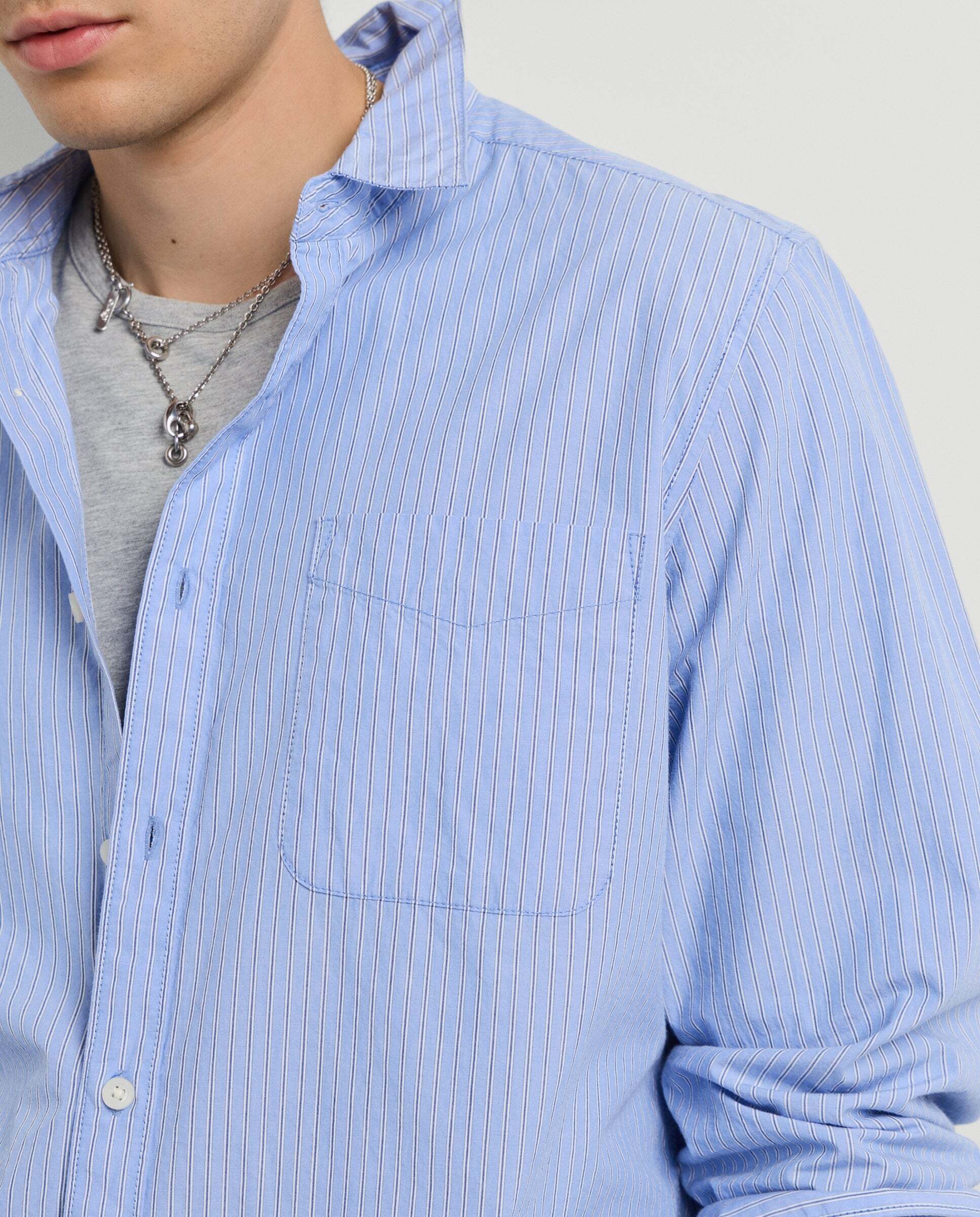 Camisa de hombre popelín rayas fit regular - Pepe Jeans - Azul porcelana Azul porcelana-4