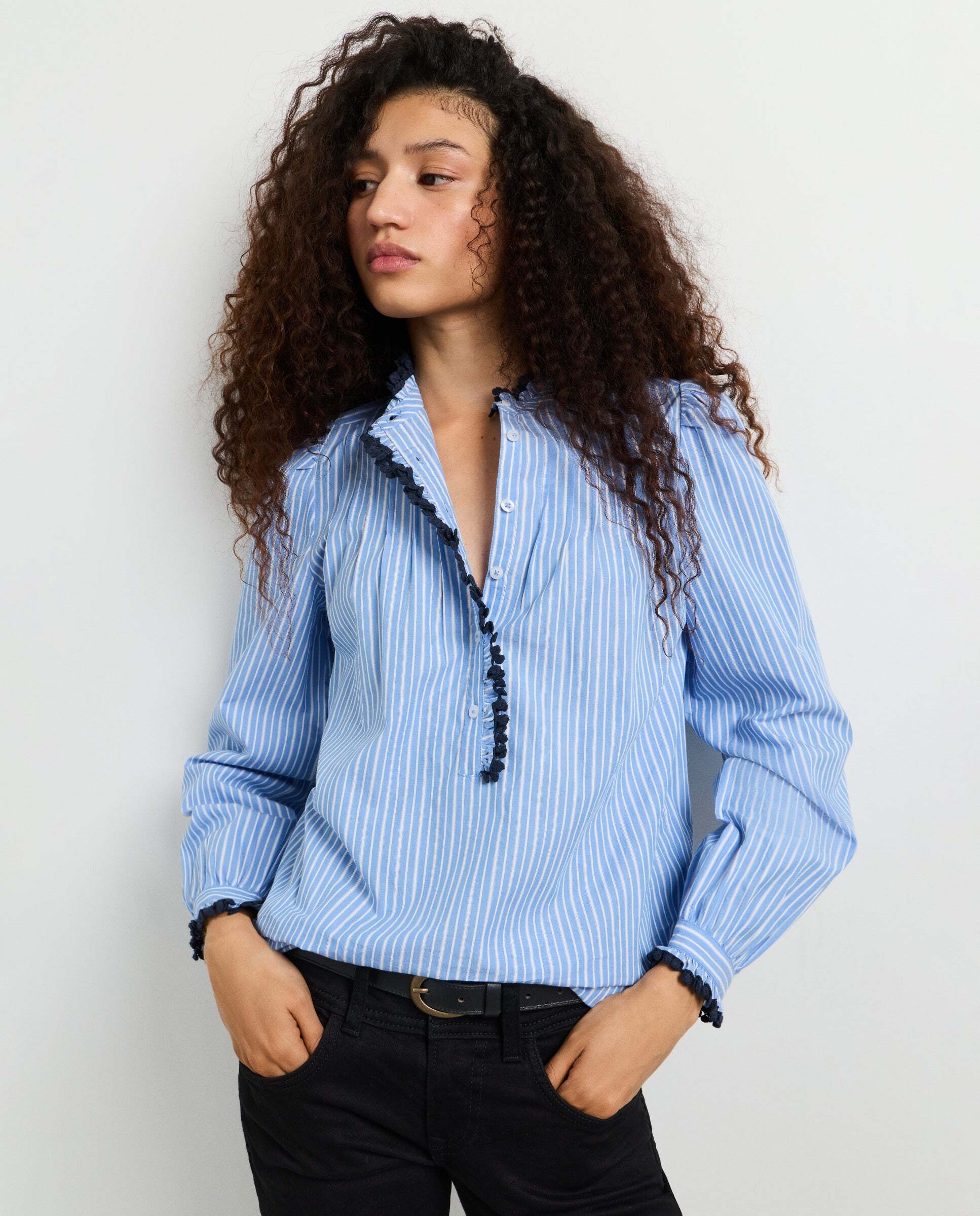 Blusa de mujer fluida de rayas - Pepe Jeans - Azul oscuro Azul oscuro-1