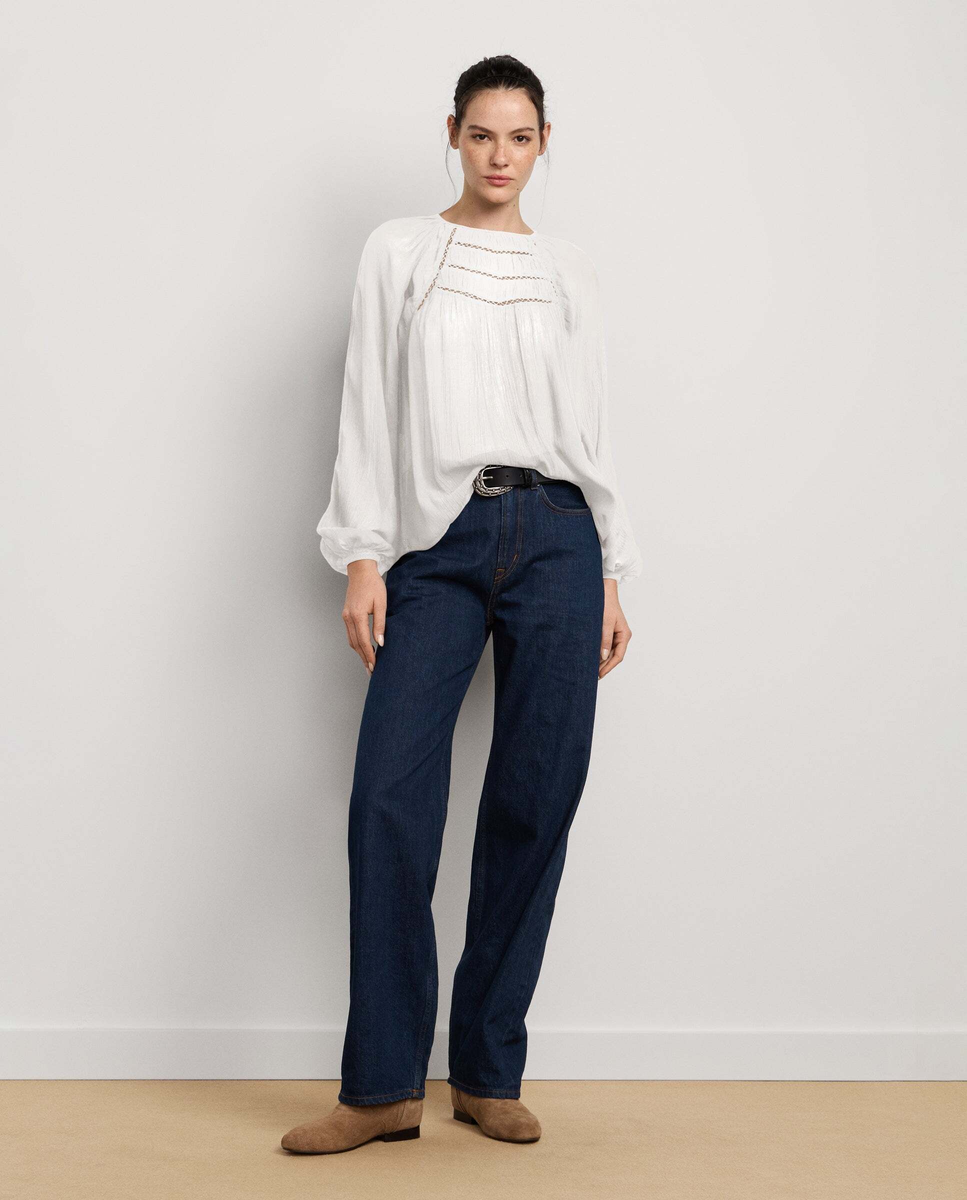 Blusa de mujer fluida detalles bordados - Pepe Jeans - Blanco Blanco-2