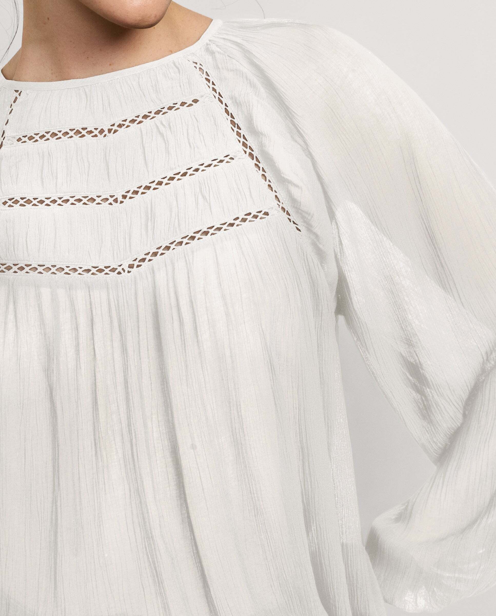 Blusa de mujer fluida detalles bordados - Pepe Jeans - Blanco Blanco-4