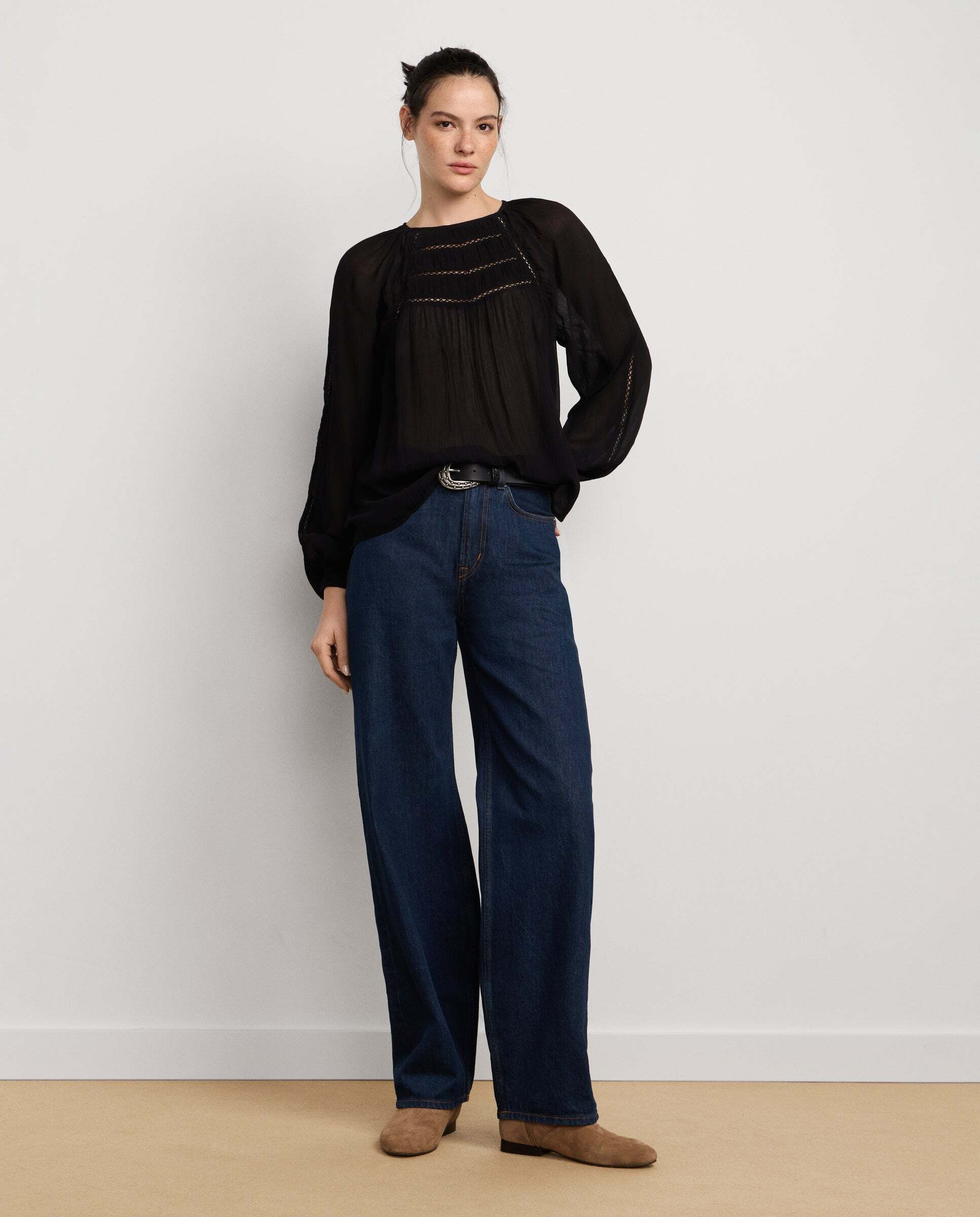 Blusa de mujer fluida detalles bordados - Pepe Jeans - Negro Negro-2