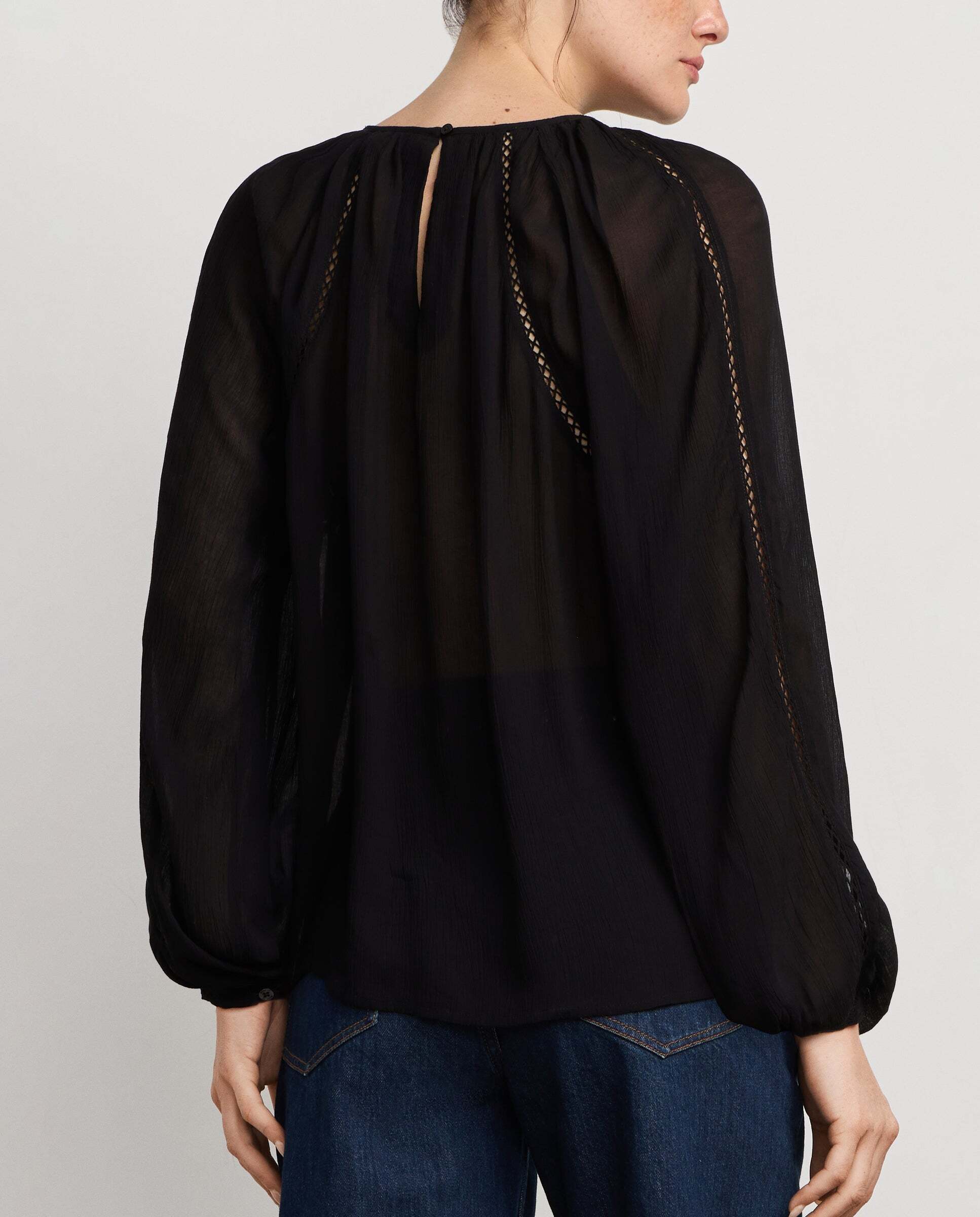 Blusa de mujer fluida detalles bordados - Pepe Jeans - Negro Negro-3