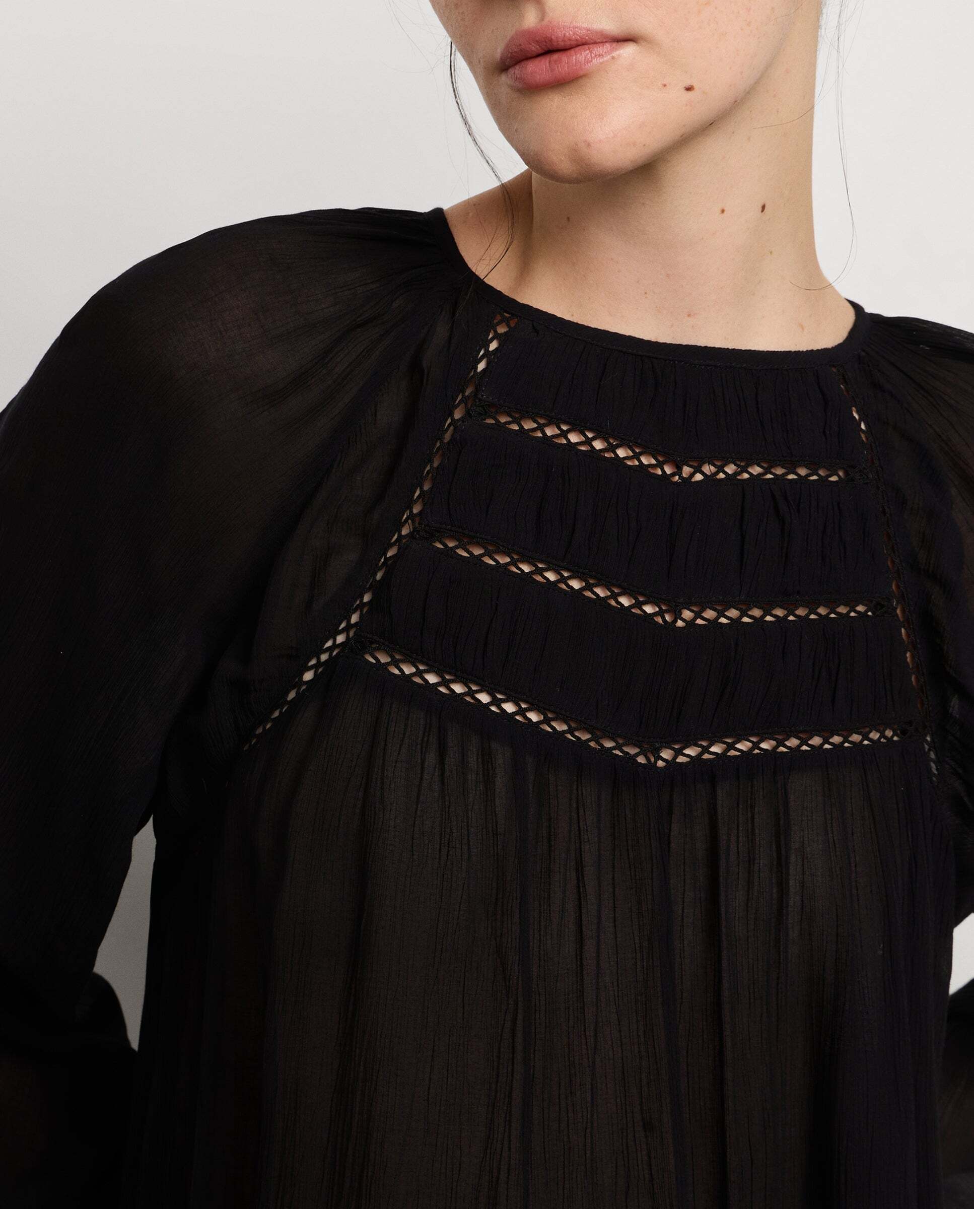 Blusa de mujer fluida detalles bordados - Pepe Jeans - Negro Negro-4