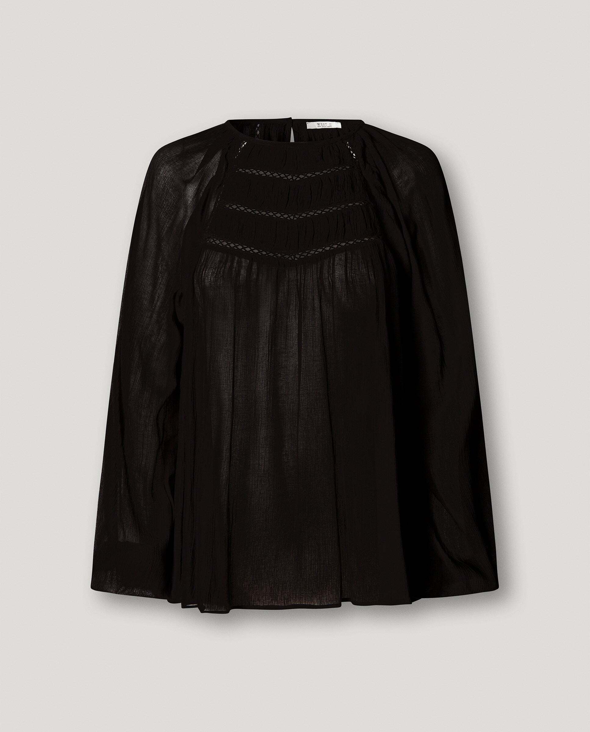 Blusa de mujer fluida detalles bordados - Pepe Jeans - Negro Negro-7