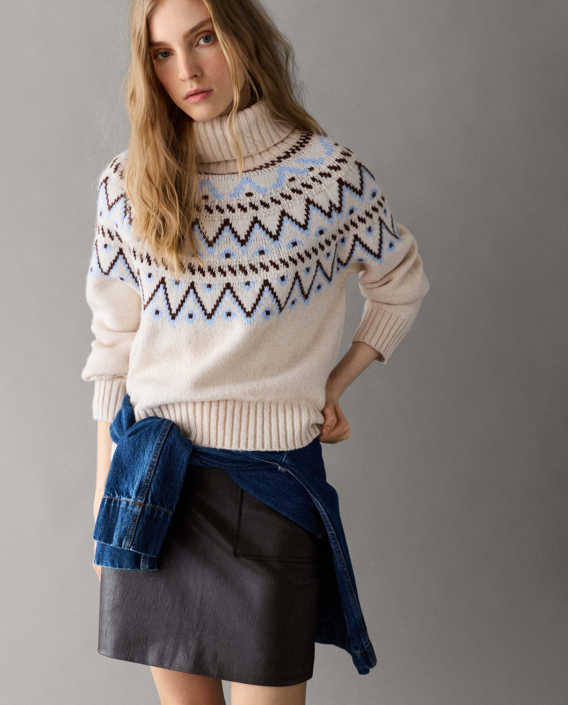 Jersey de mujer punto cuello alto fairisle - Pepe Jeans - Blanco Blanco-1
