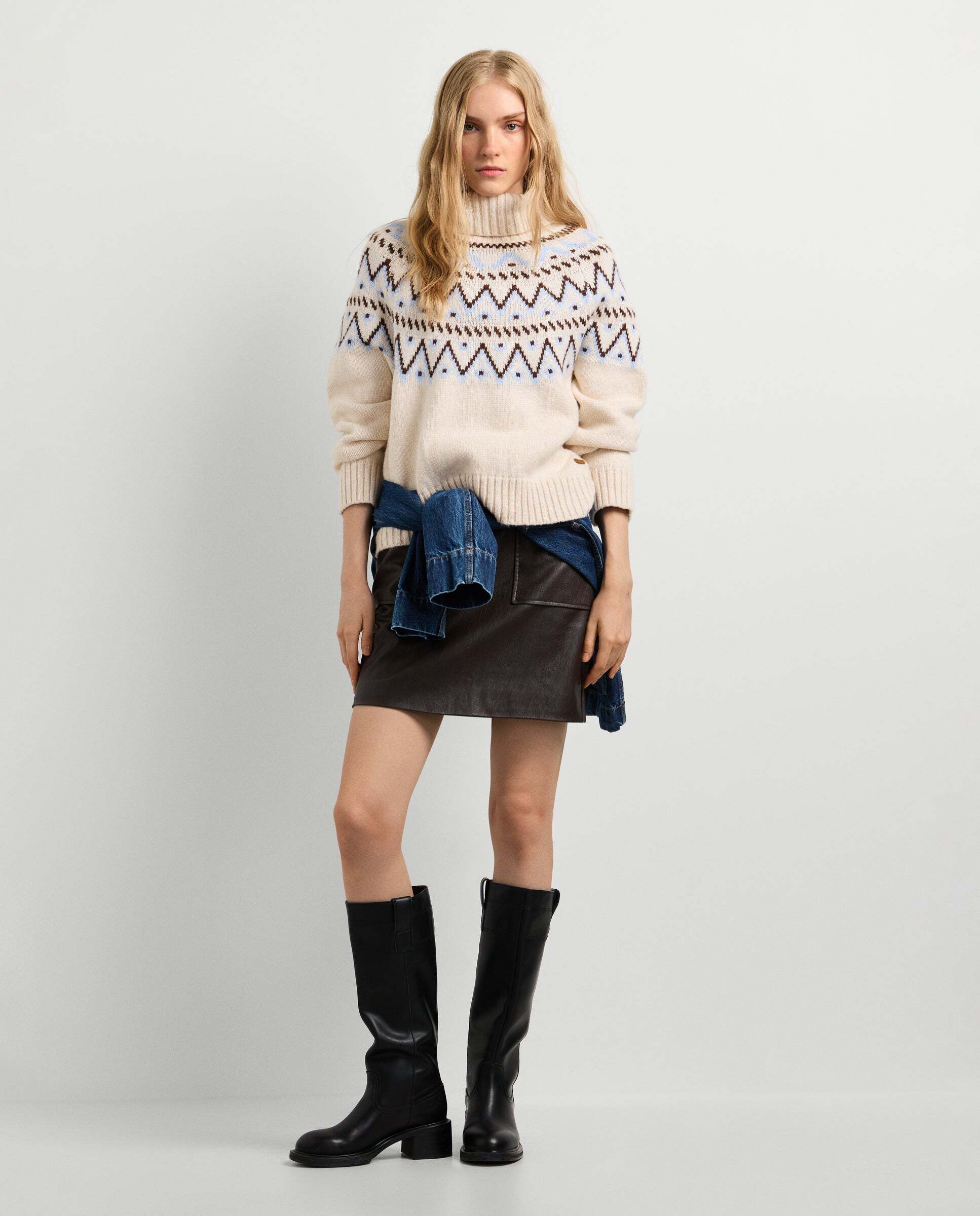 Jersey de mujer punto cuello alto fairisle - Pepe Jeans - Blanco Blanco-2