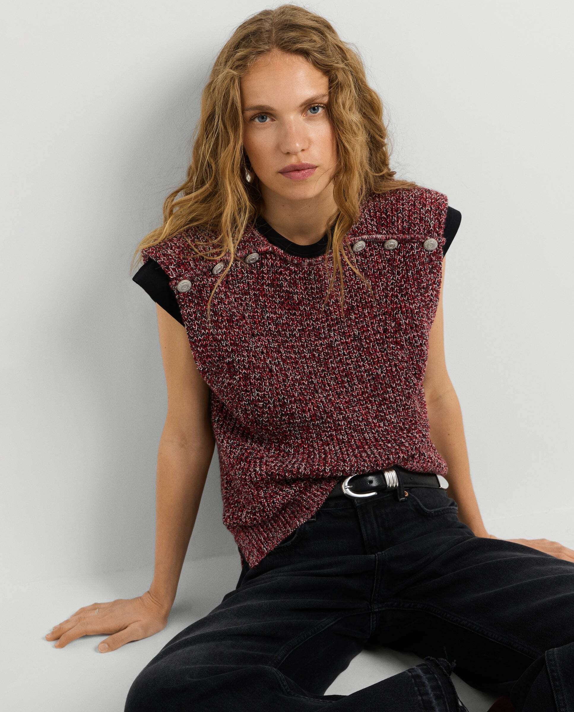 Jersey de mujer mouline sin mangas - Pepe Jeans - Rojo Rojo-1