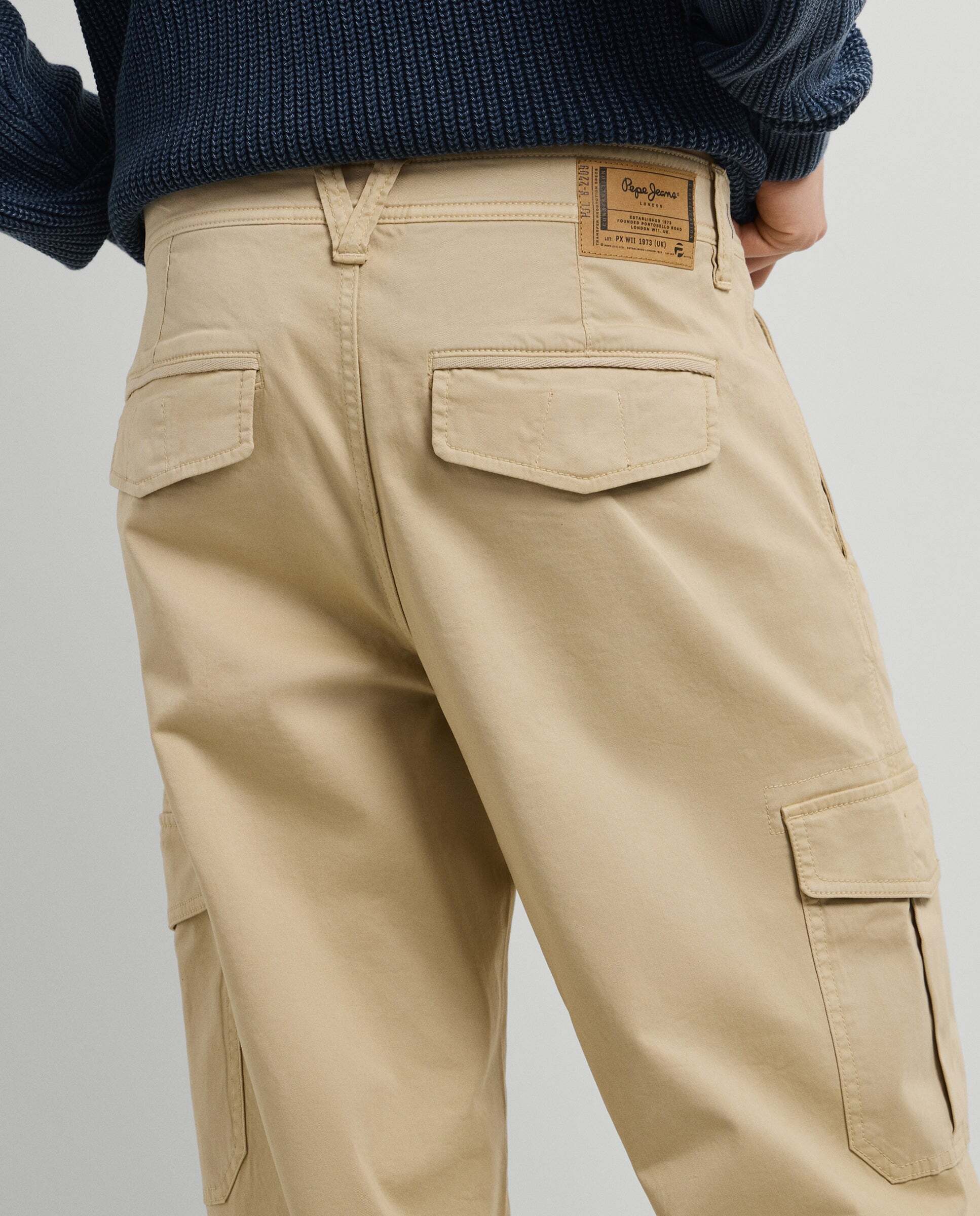 Pantalón de hombre cargo sarga fit relaxed - Pepe Jeans - Natural Natural-4