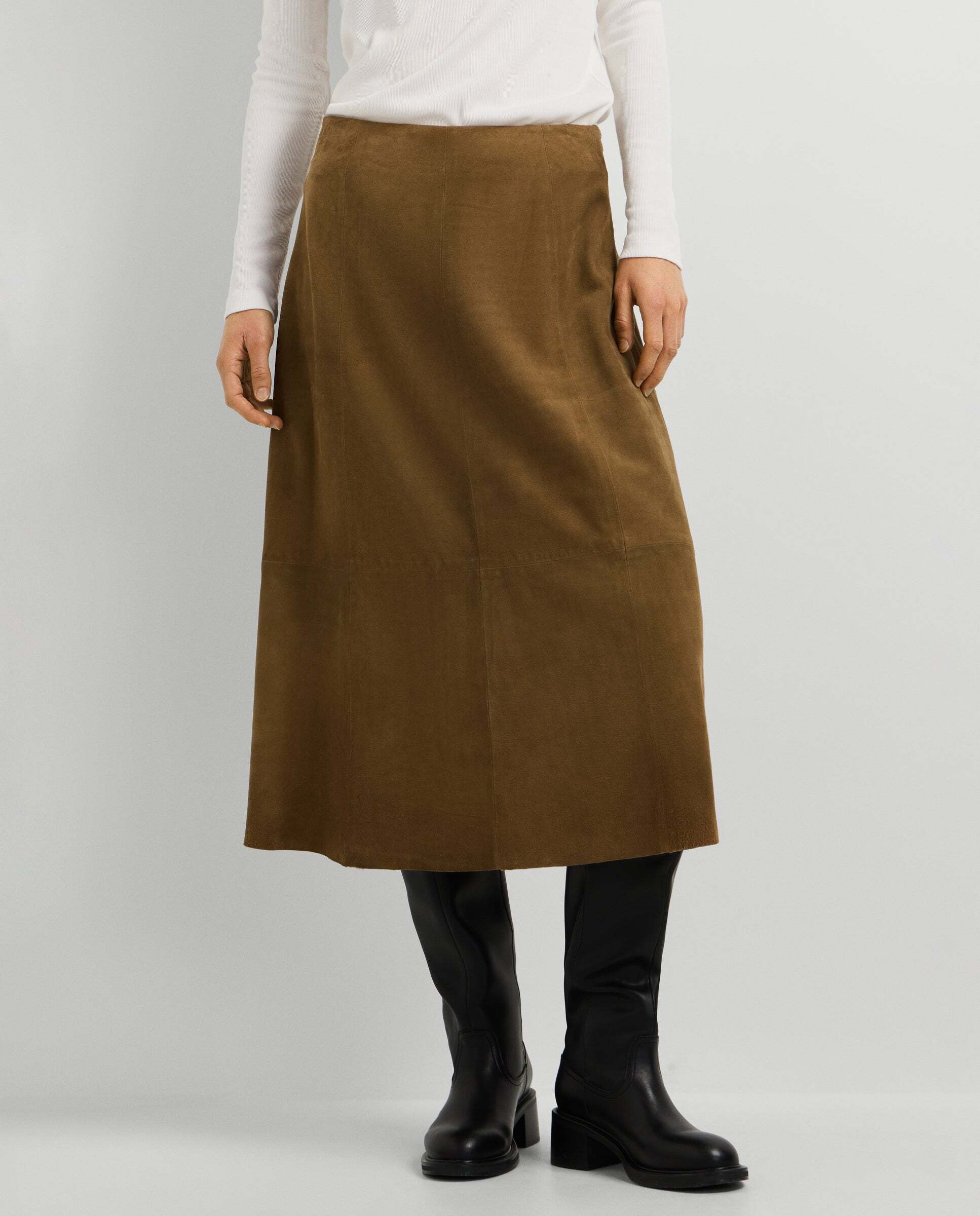 Falda de mujer midi de ante - Pepe Jeans - Beige Beige-2