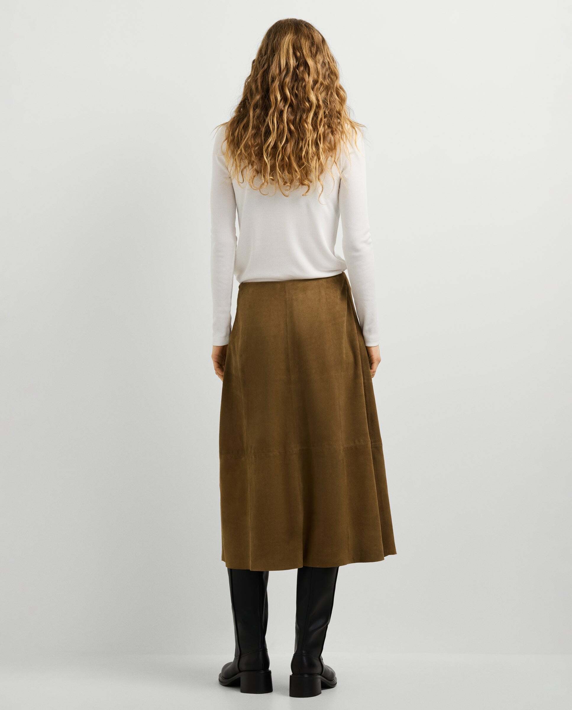 Falda de mujer midi de ante - Pepe Jeans - Beige Beige-3
