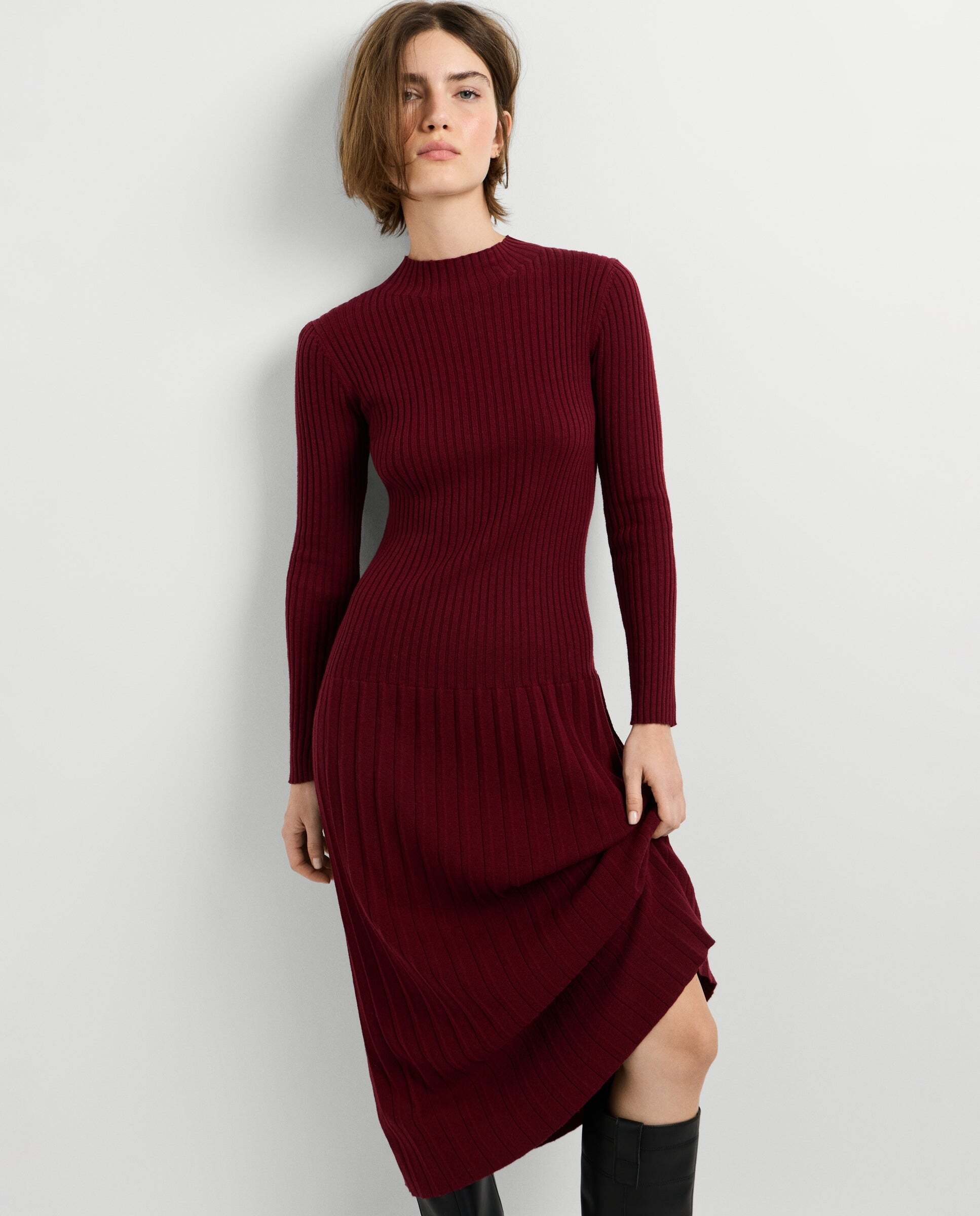 Vestido de mujer largo canalé - Pepe Jeans - Burdeos Burdeos-1