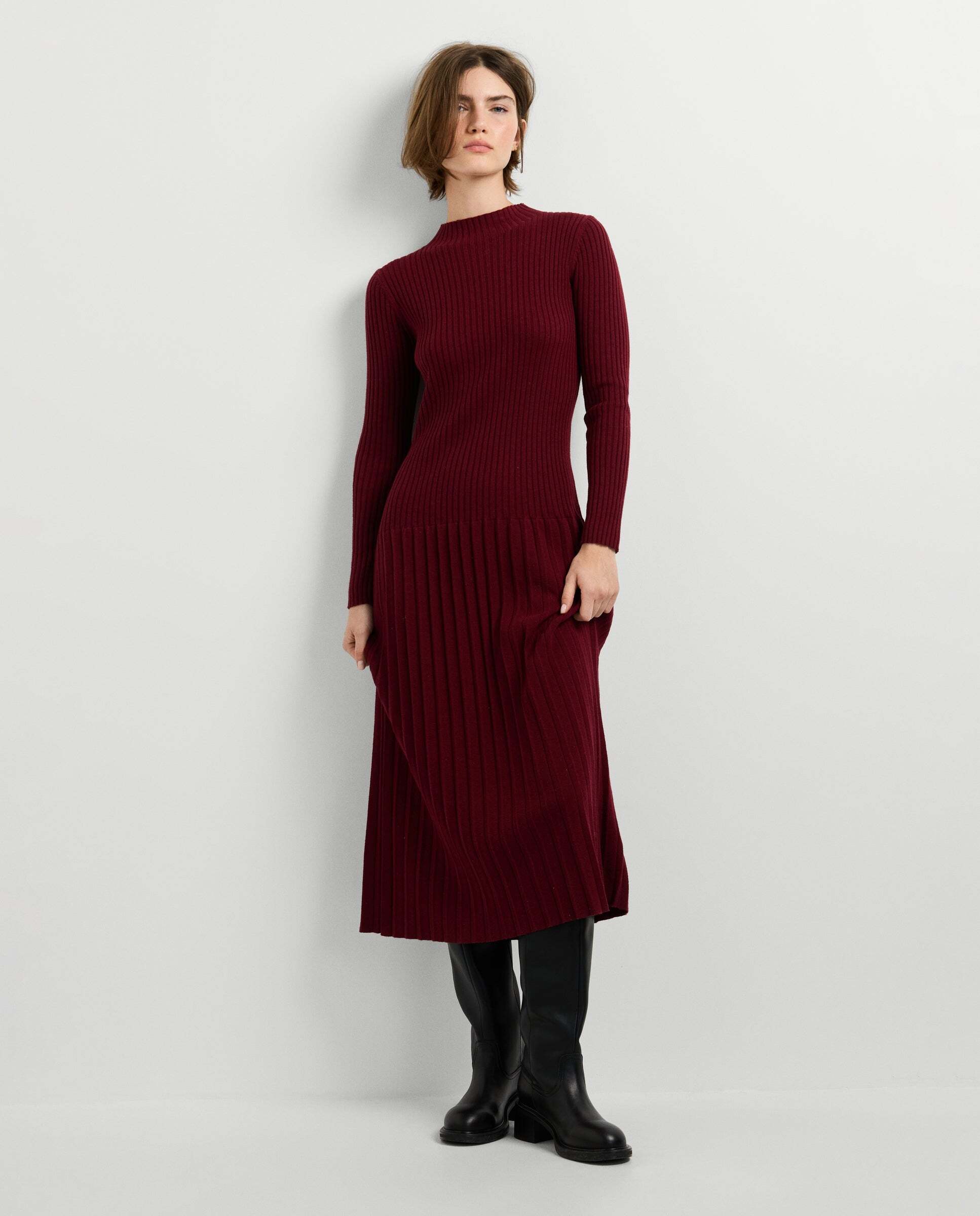 Vestido de mujer largo canalé - Pepe Jeans - Burdeos Burdeos-2