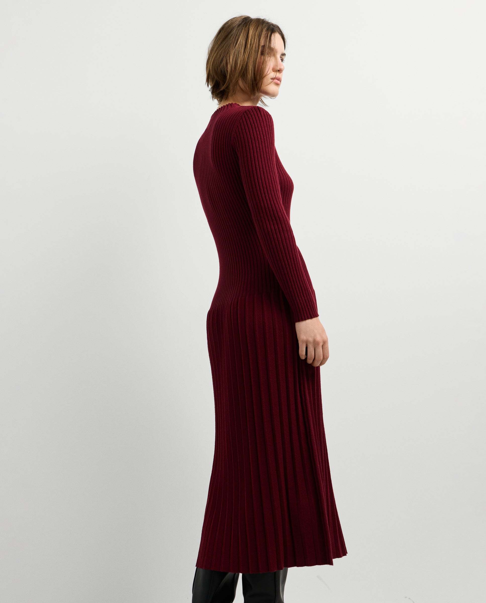 Vestido de mujer largo canalé - Pepe Jeans - Burdeos Burdeos-3