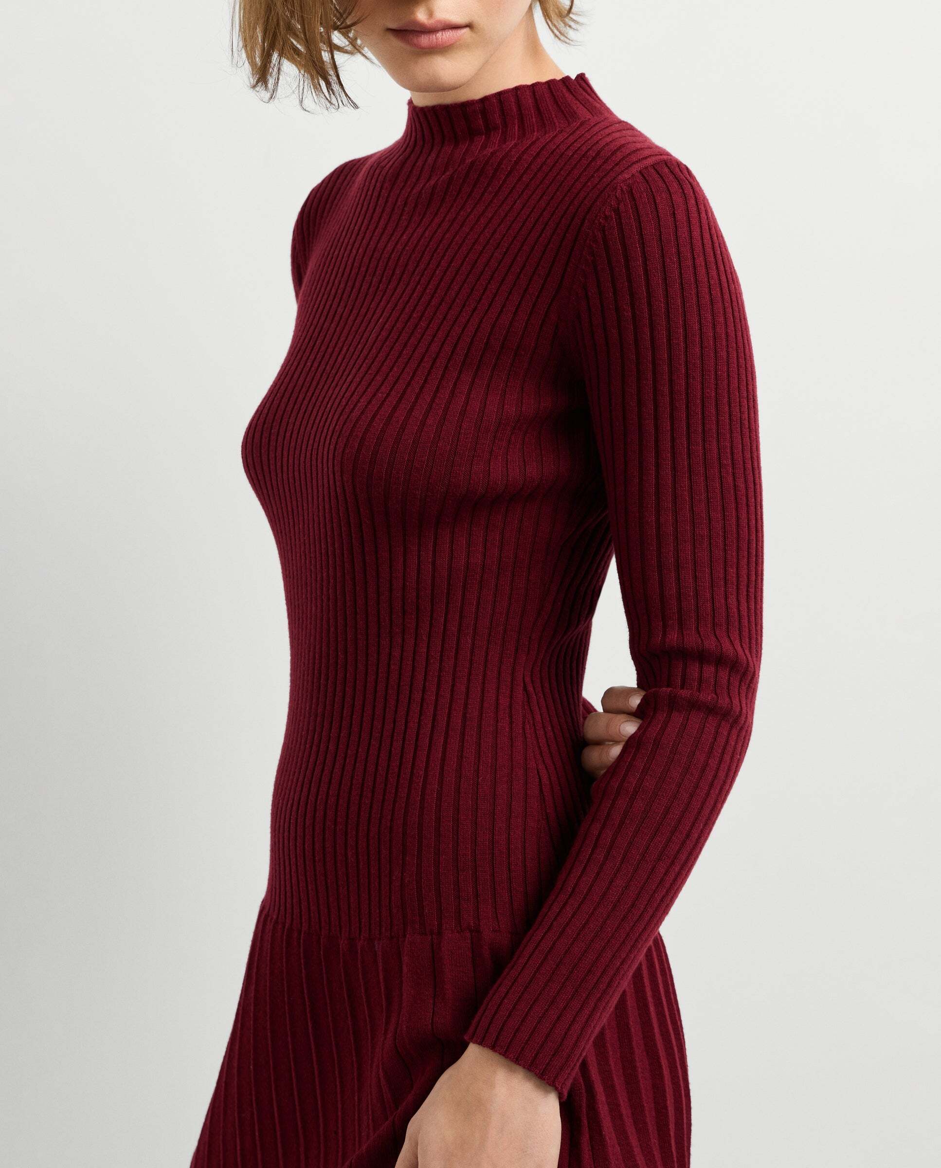 Vestido de mujer largo canalé - Pepe Jeans - Burdeos Burdeos-4
