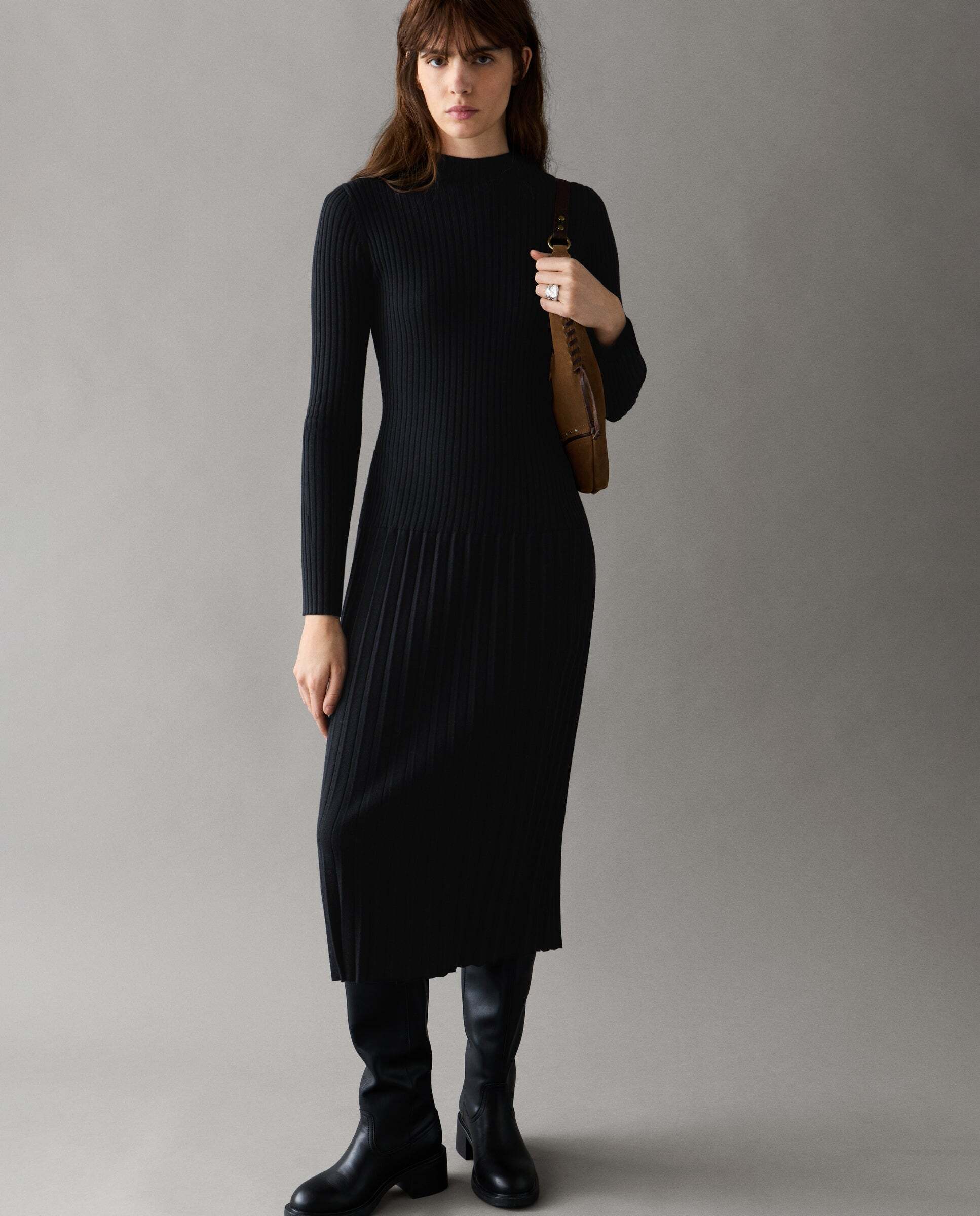 Vestido de mujer largo canalé - Pepe Jeans - Negro Negro-1