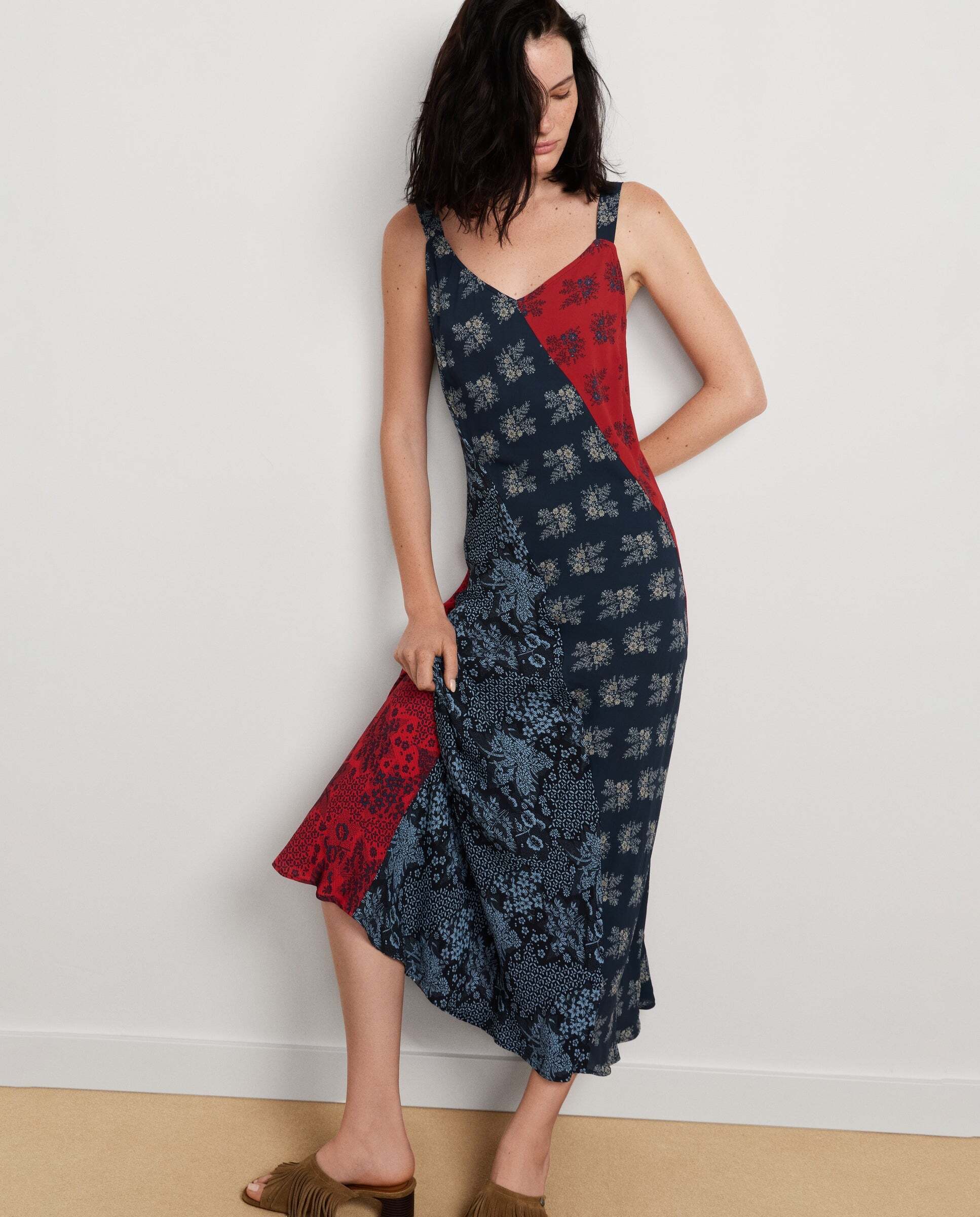 W11 janice dress - Pepe Jeans - vestido de mujer midi estampado floral - Azul Azul-1
