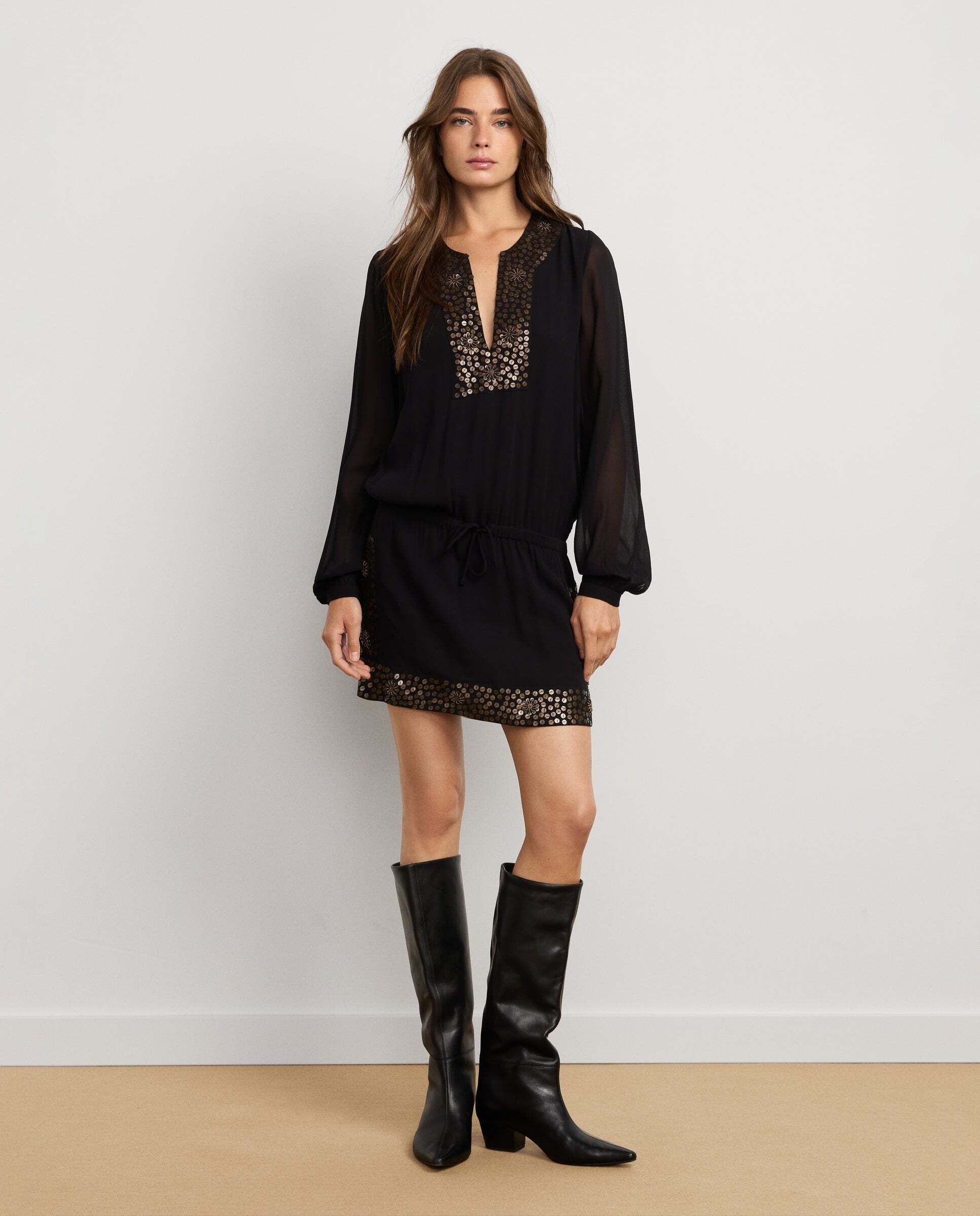 W11 jayn dress - Pepe Jeans - vestido de mujer corto detalle lentejuelas - Negro Negro-2