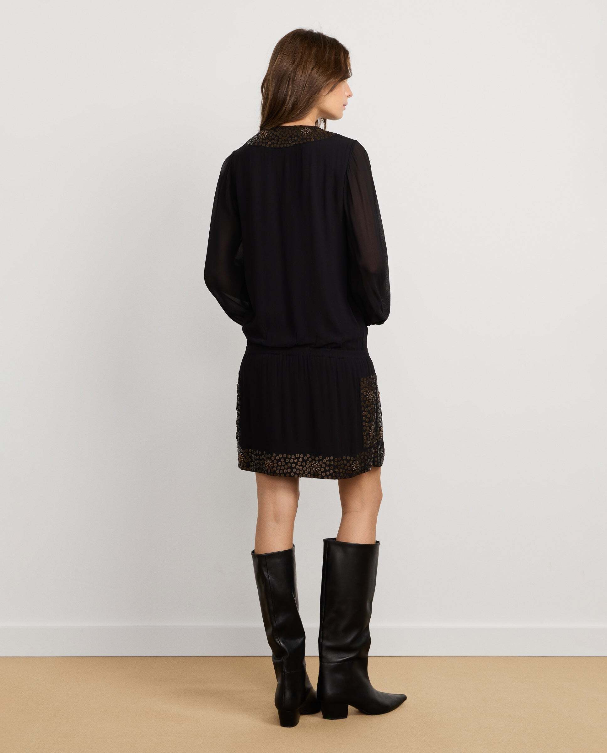 W11 jayn dress - Pepe Jeans - vestido de mujer corto detalle lentejuelas - Negro Negro-3