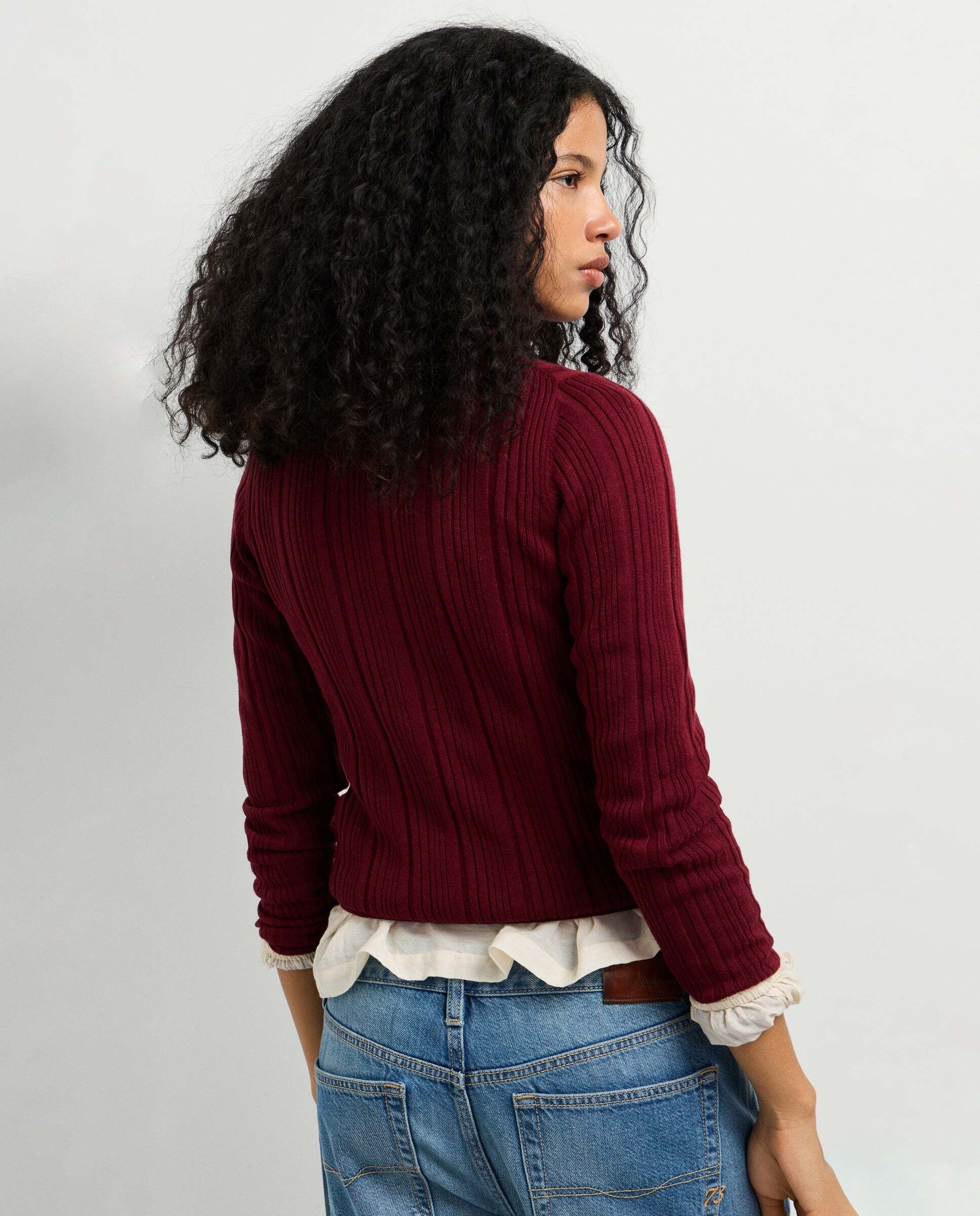 Jersey de mujer canalé cuello alto - Pepe Jeans - Burdeos Burdeos-3