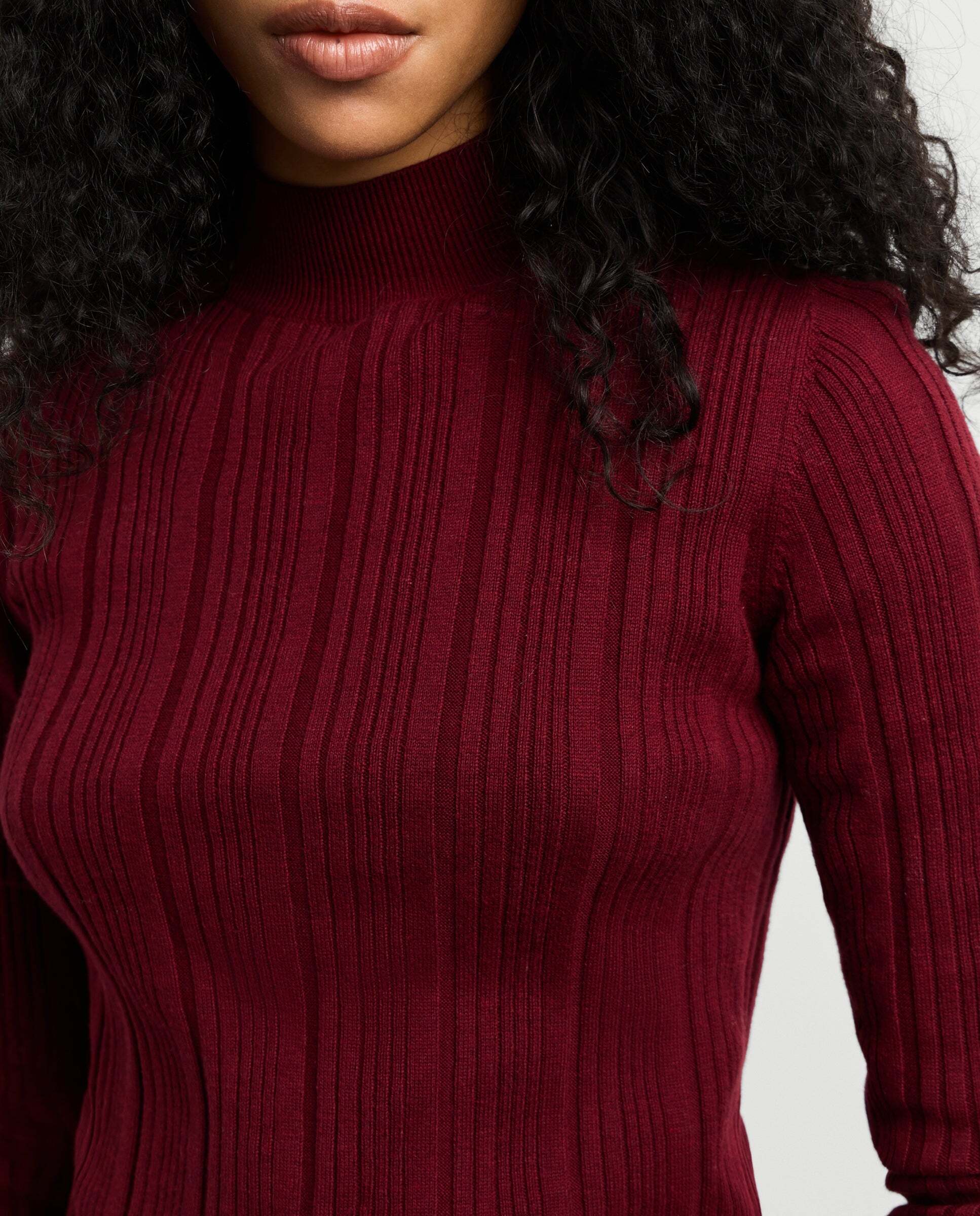 Jersey de mujer canalé cuello alto - Pepe Jeans - Burdeos Burdeos-4