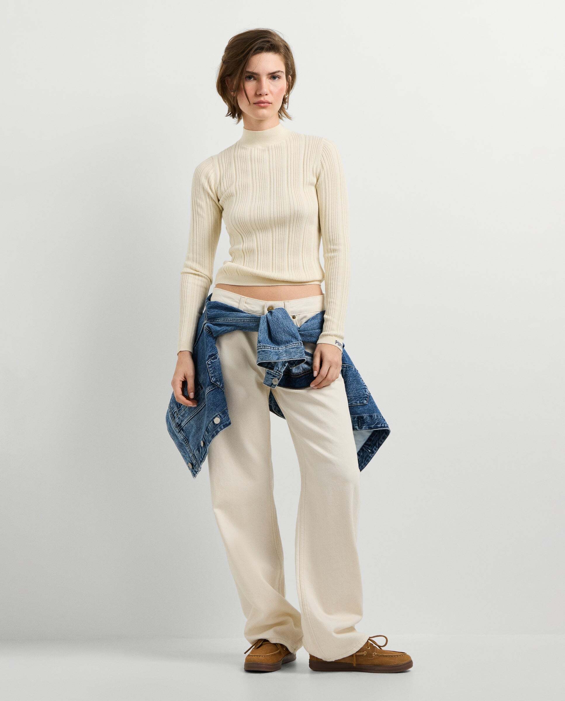 Jersey de mujer canalé cuello alto - Pepe Jeans - Blanco Blanco-2