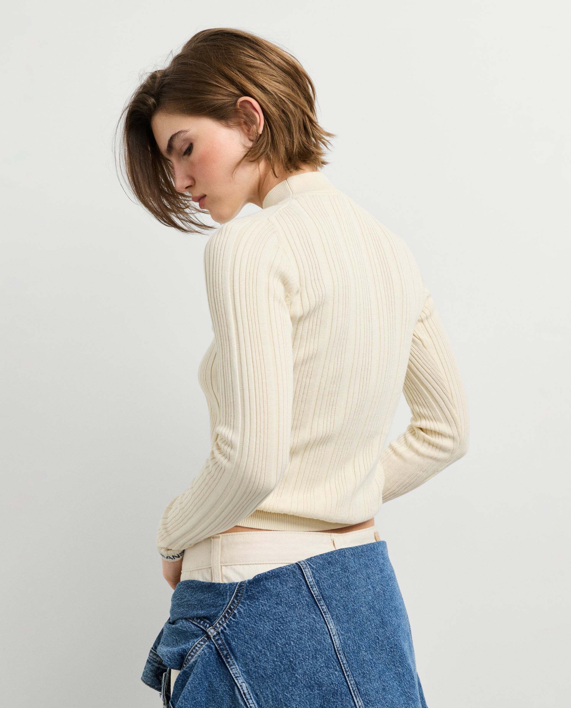 Jersey de mujer canalé cuello alto - Pepe Jeans - Blanco Blanco-3