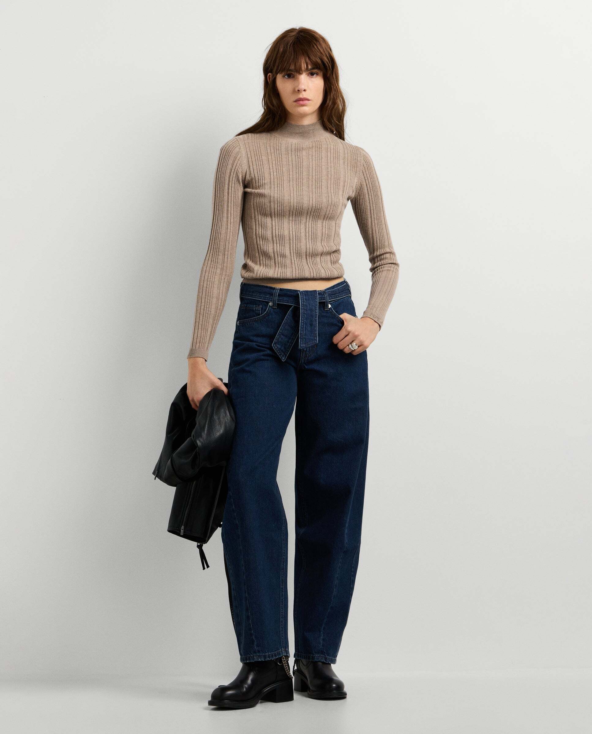 Jersey de mujer canalé cuello alto - Pepe Jeans - Natural Natural-2