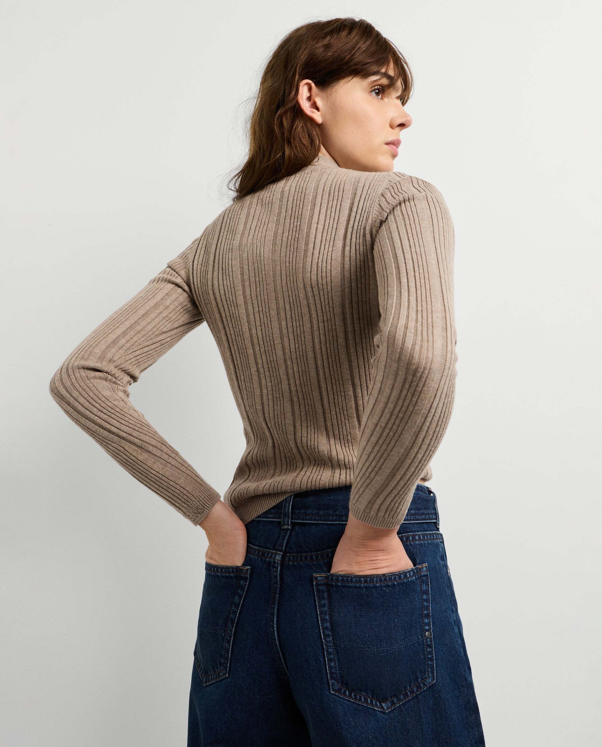 Jersey de mujer canalé cuello alto - Pepe Jeans - Natural Natural-3