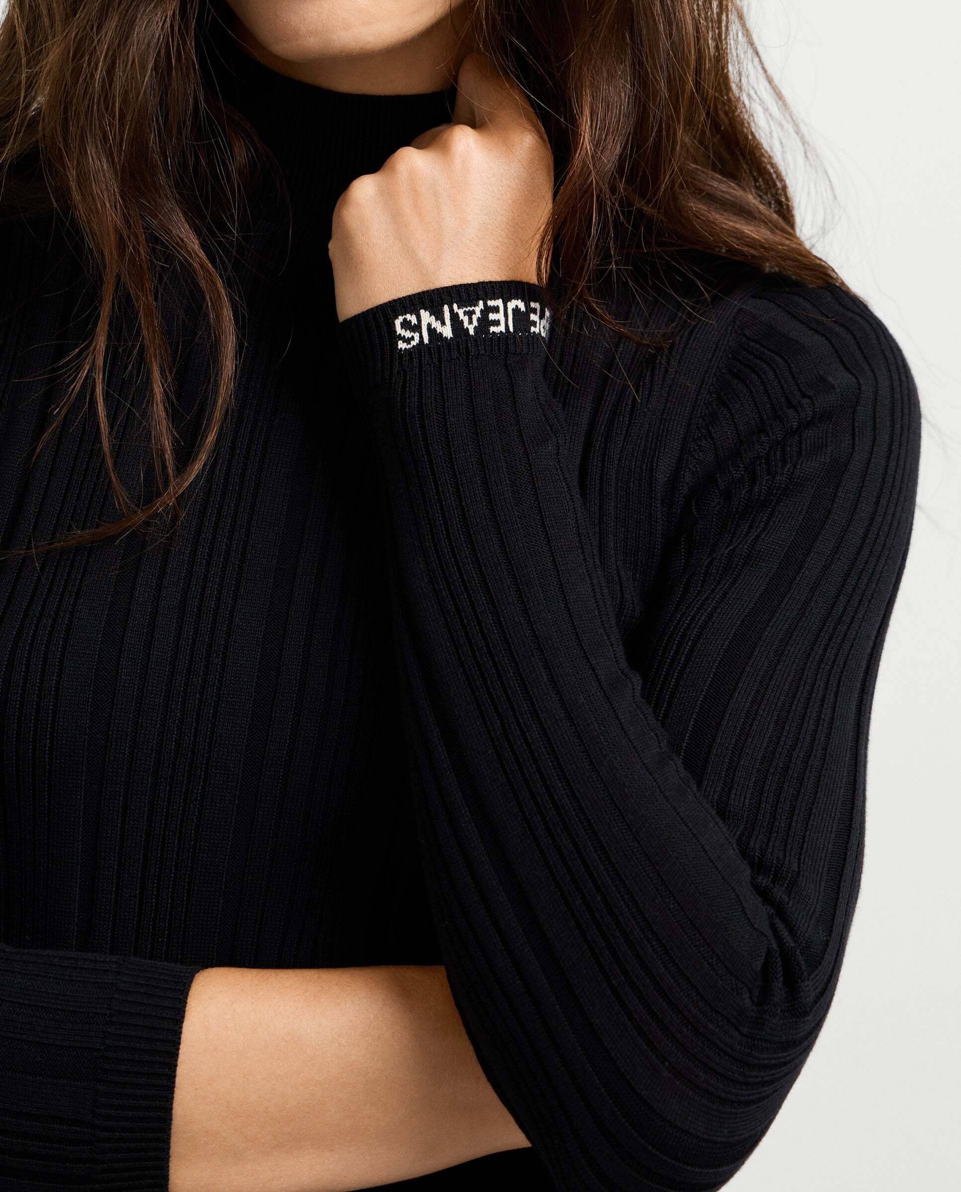 Jersey de mujer canalé cuello alto - Pepe Jeans - Negro Negro-4