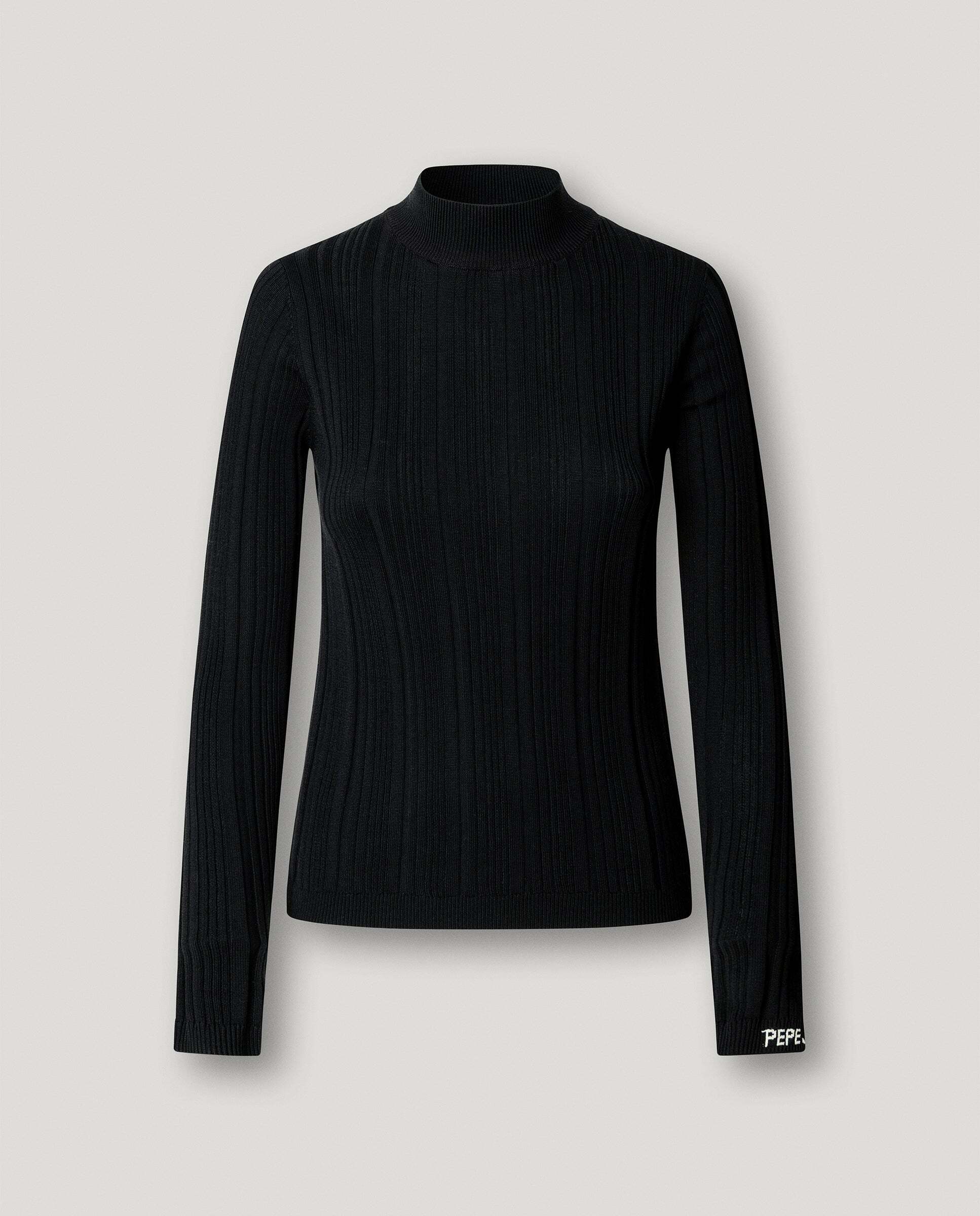 Jersey de mujer canalé cuello alto - Pepe Jeans - Negro Negro-6