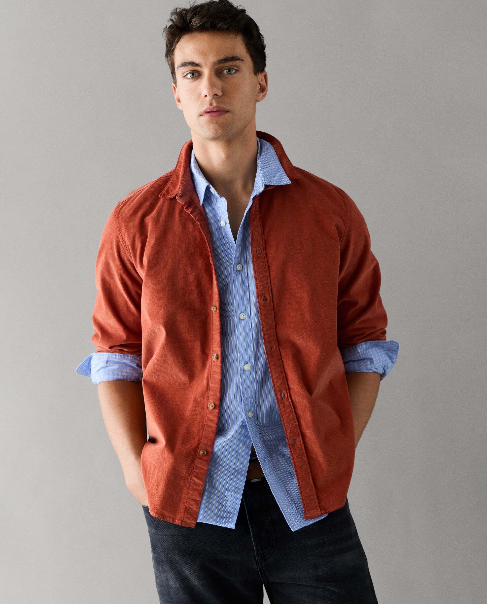 Camisa de hombre pana fit regular - Pepe Jeans - Naranja fuerte Naranja fuerte-1
