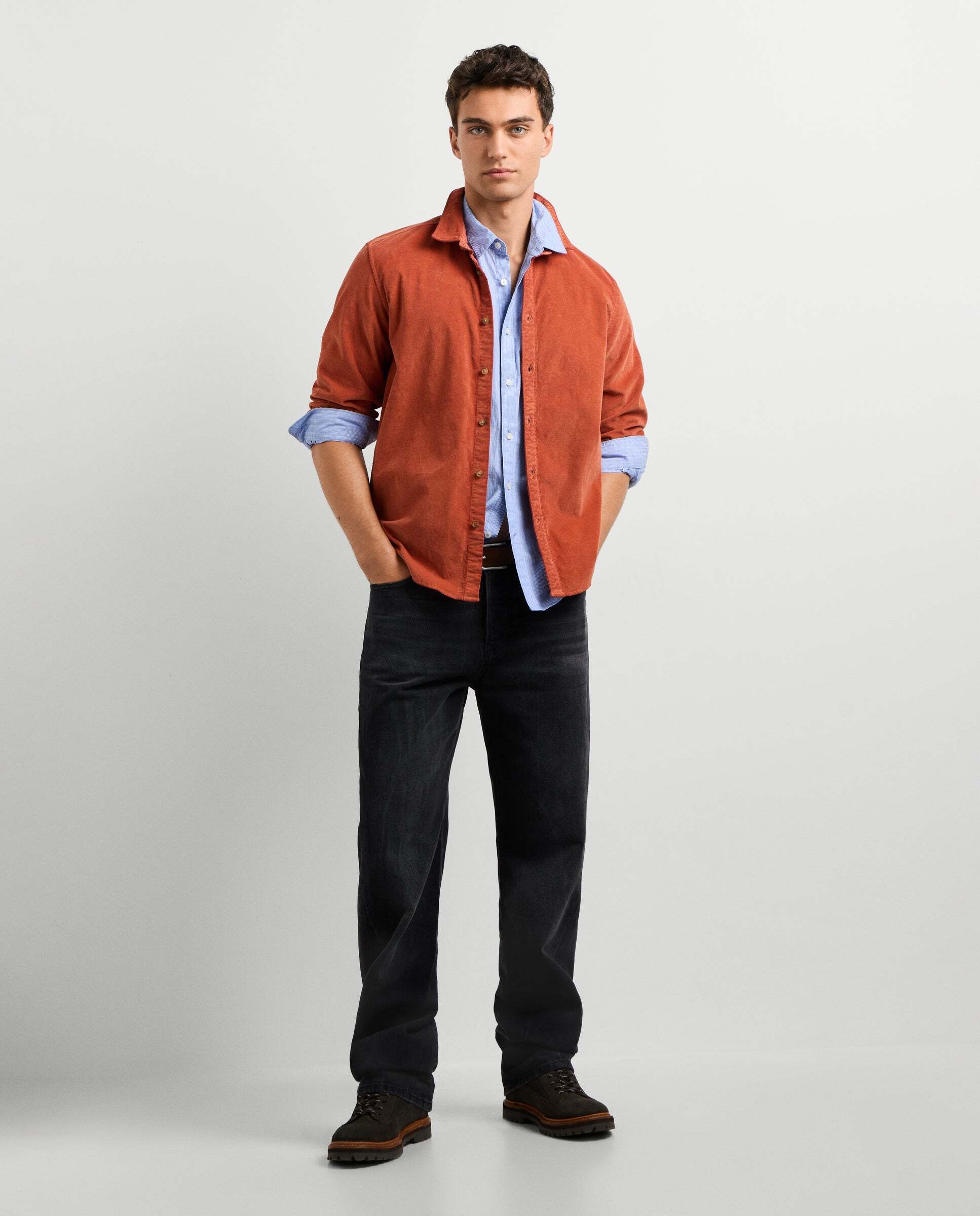 Camisa de hombre pana fit regular - Pepe Jeans - Naranja fuerte Naranja fuerte-2