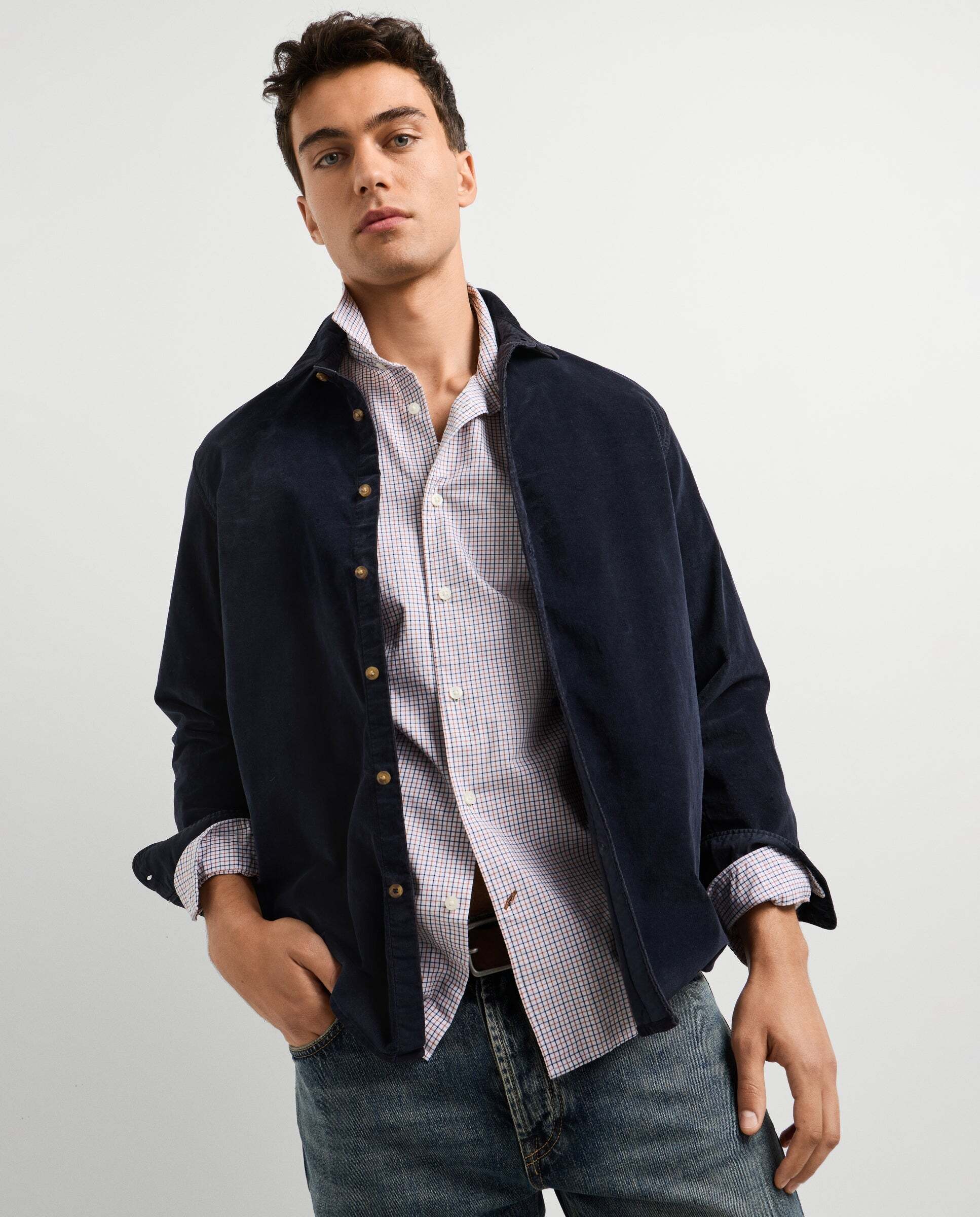 Camisa de hombre pana fit regular - Pepe Jeans - Azul Azul-1