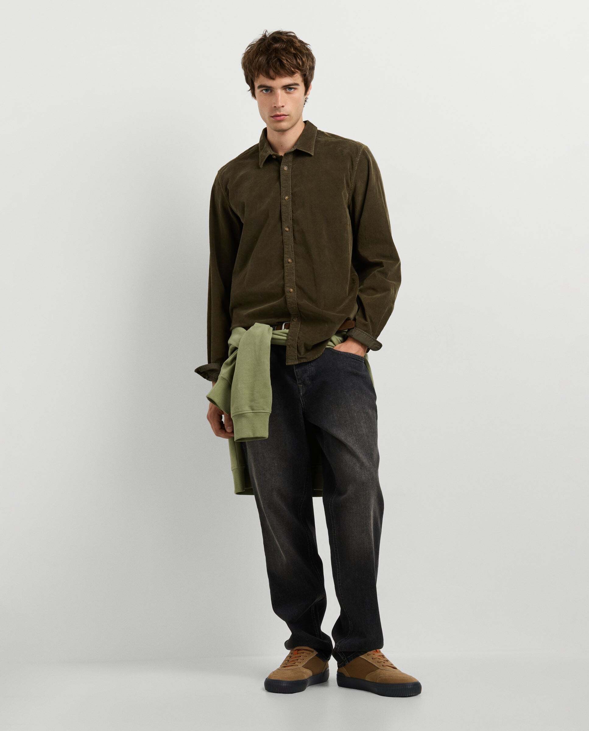 Camisa de hombre pana fit regular - Pepe Jeans - Verde Oliva Verde Oliva-2