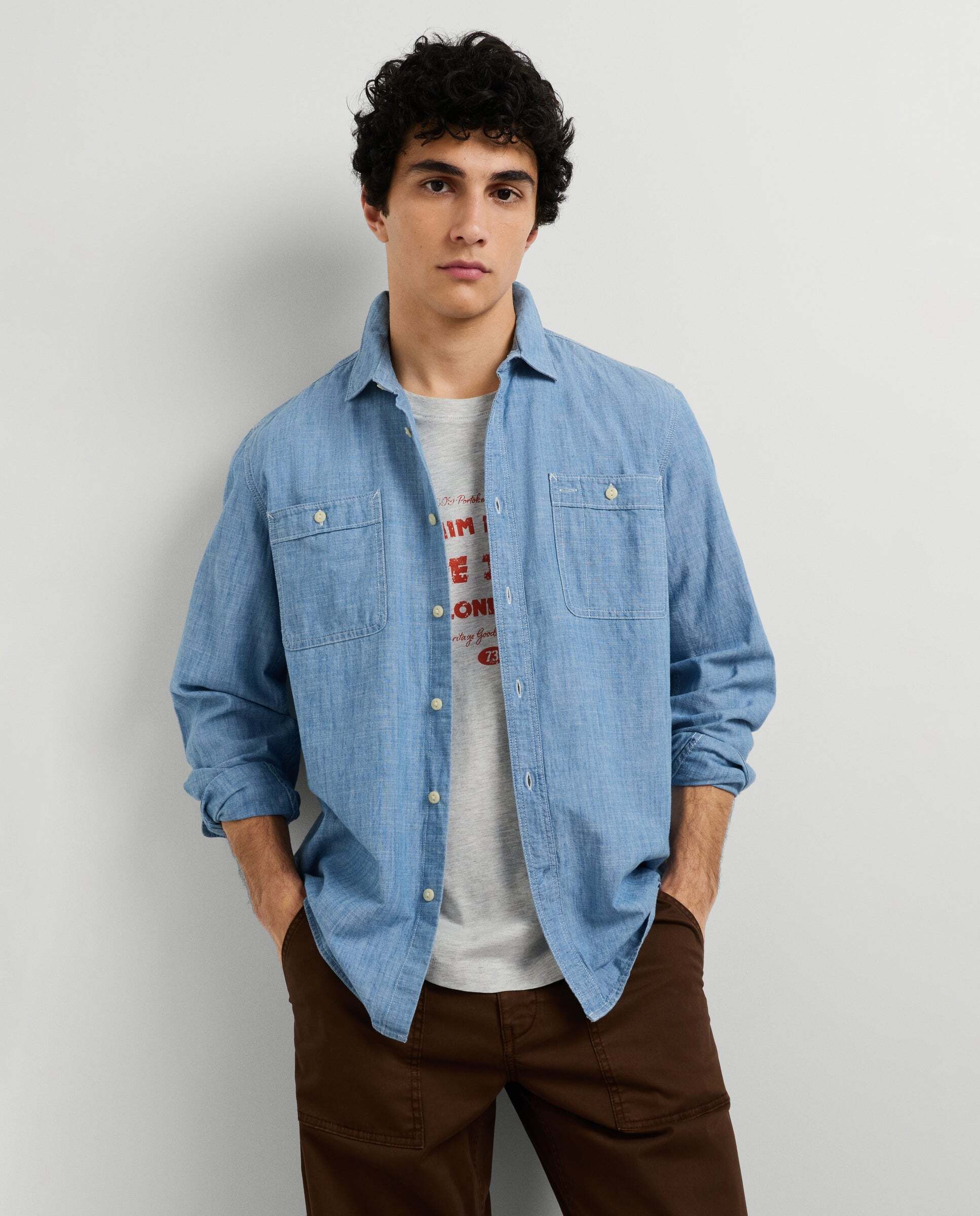 Camisa de hombre chambray fit regular - Pepe Jeans - Índigo Índigo-1