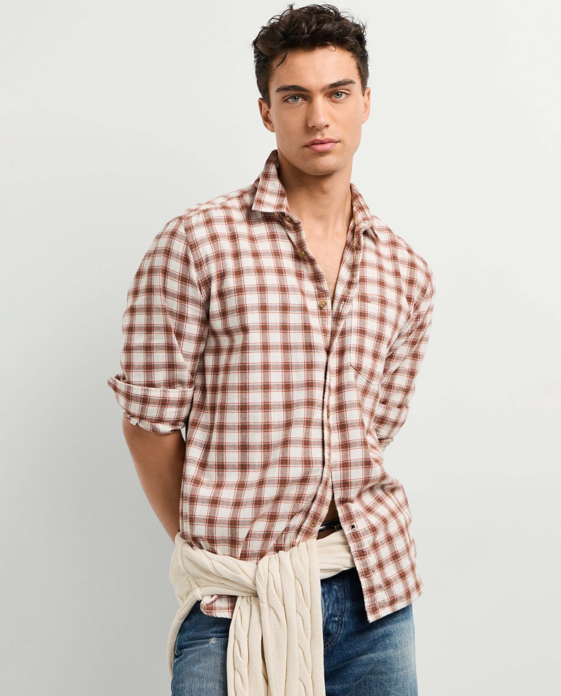 Imagen 0 de Camisa de hombre cuadros fit casual Blanco