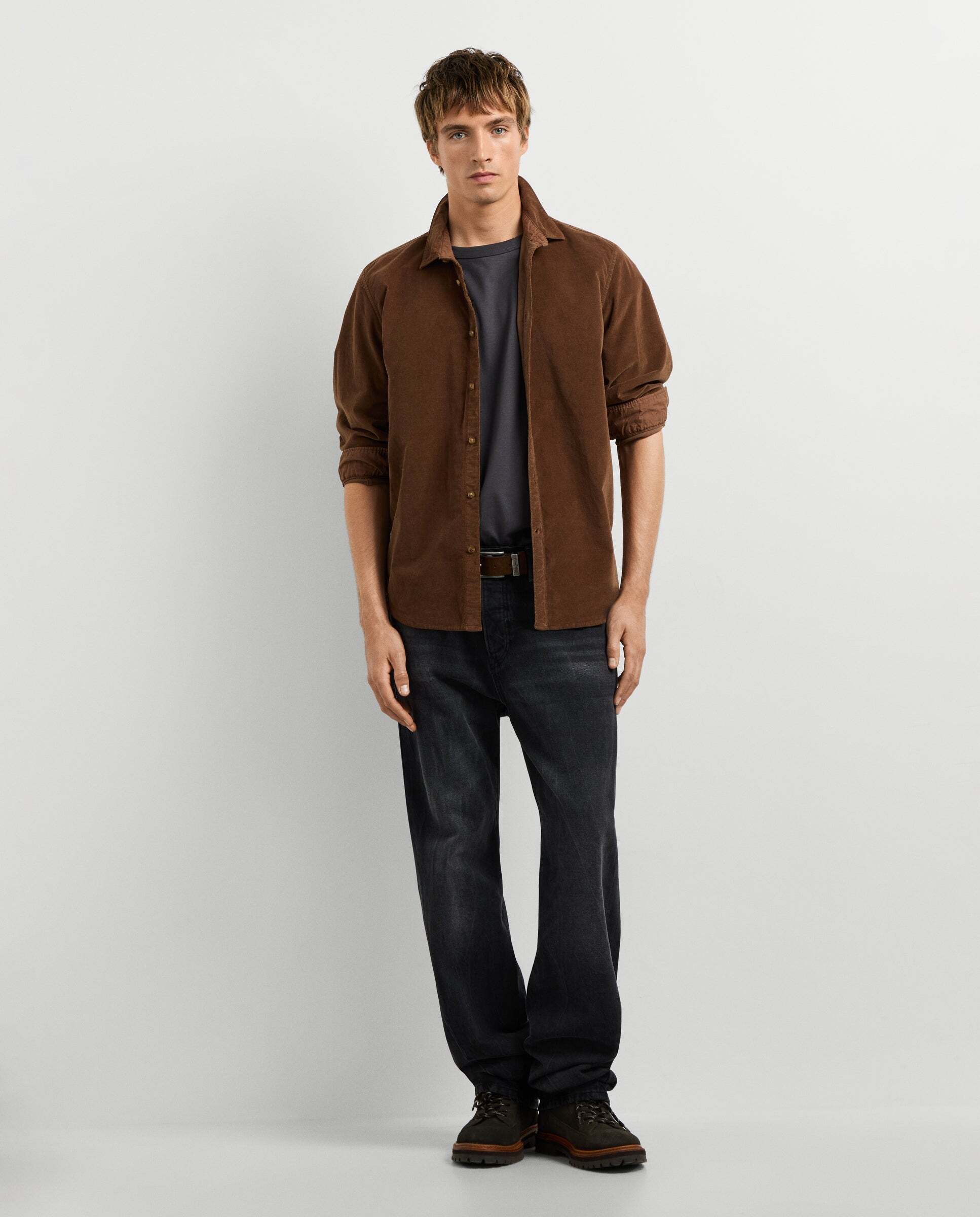 Camisa de hombre pana fit regular - Pepe Jeans - Marrón Marrón-2