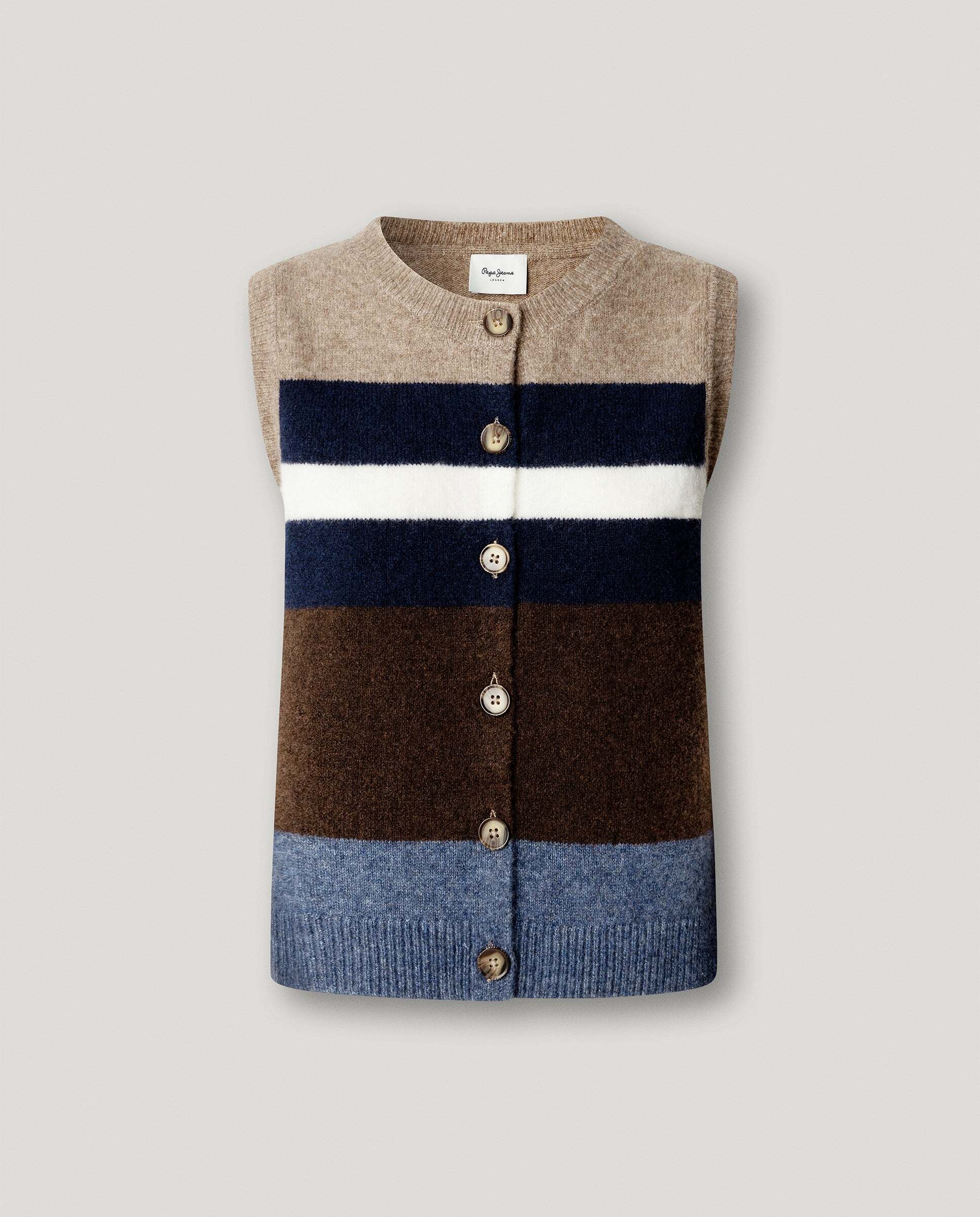 Chaleco de mujer punto cierre abotonado - Pepe Jeans - Natural Natural-6