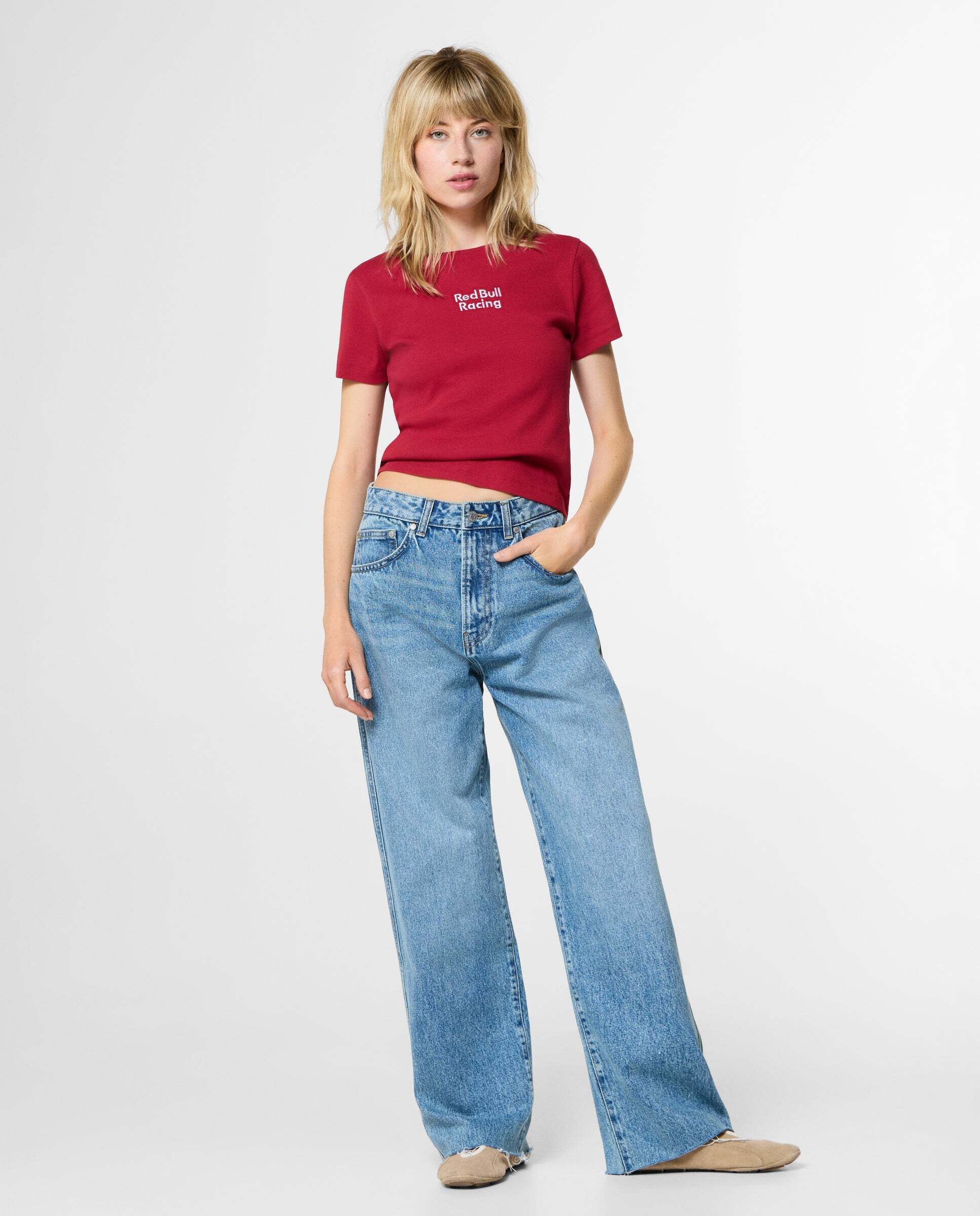 Camiseta de mujer canalé logo bordado red bull racing - Pepe Jeans - Rojo Rojo-2
