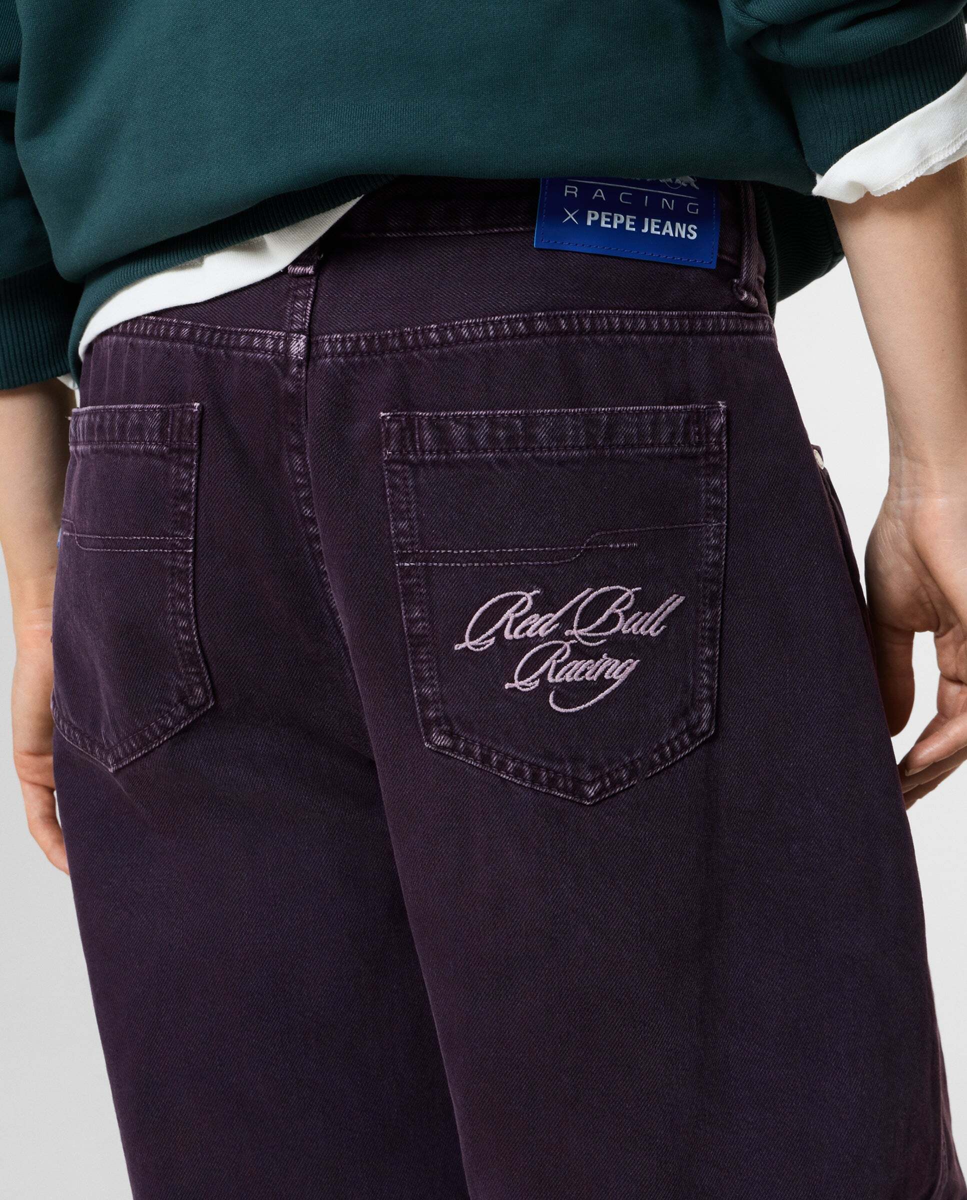 Vaquero de mujer fit wide con efecto globo red bull racing - Pepe Jeans - Rojo Rojo-4