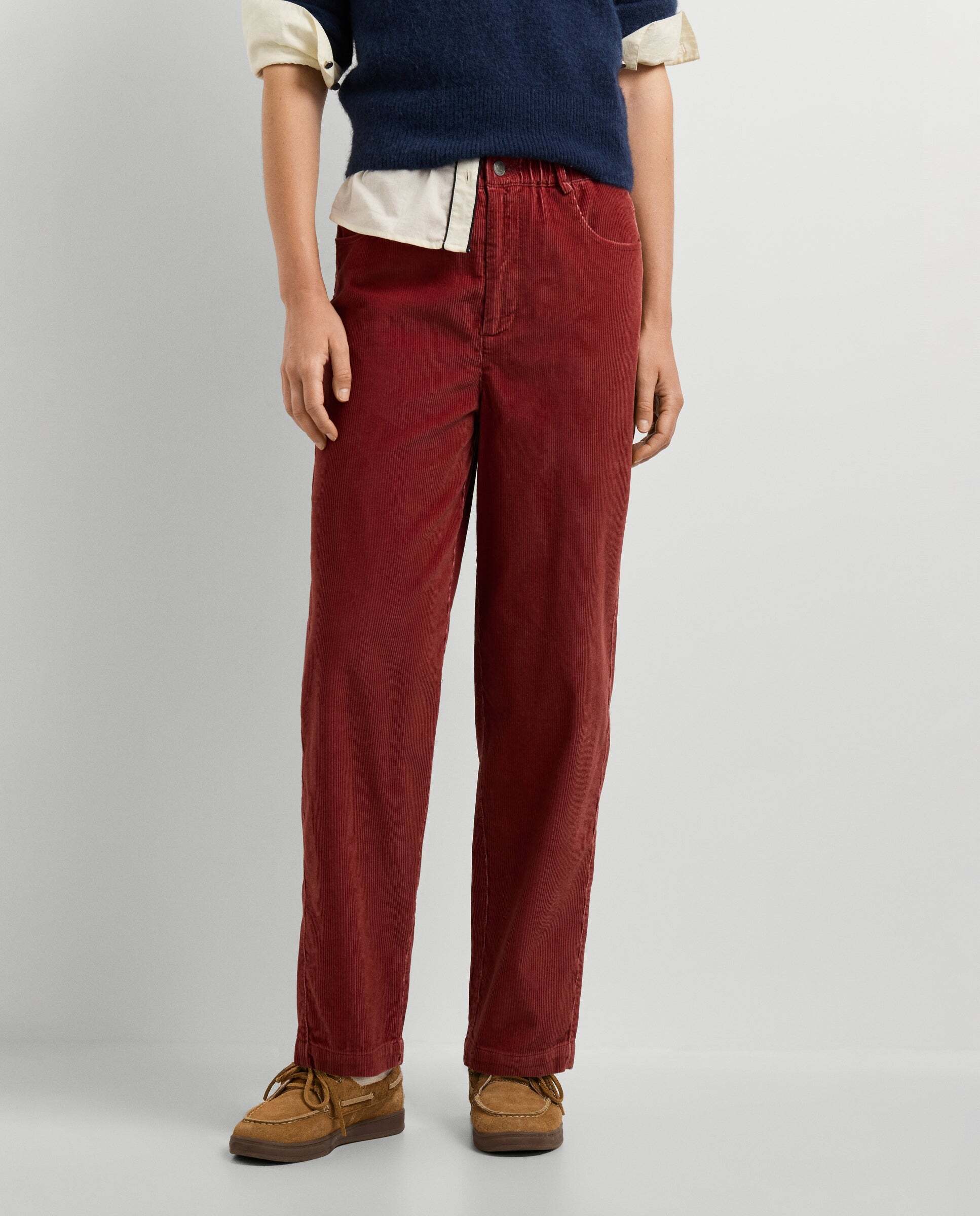Pantalón de mujer de pana fit recto - Pepe Jeans - Rojo Teja Rojo Teja-1