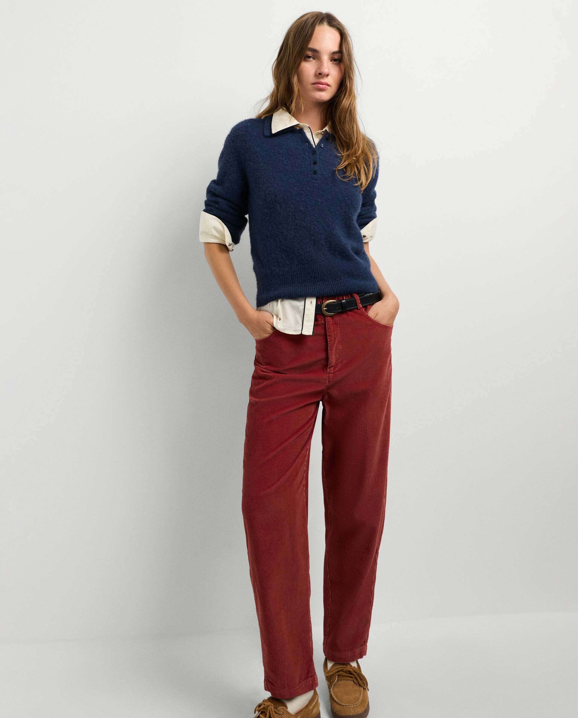 Pantalón de mujer de pana fit recto - Pepe Jeans - Rojo Teja Rojo Teja-2