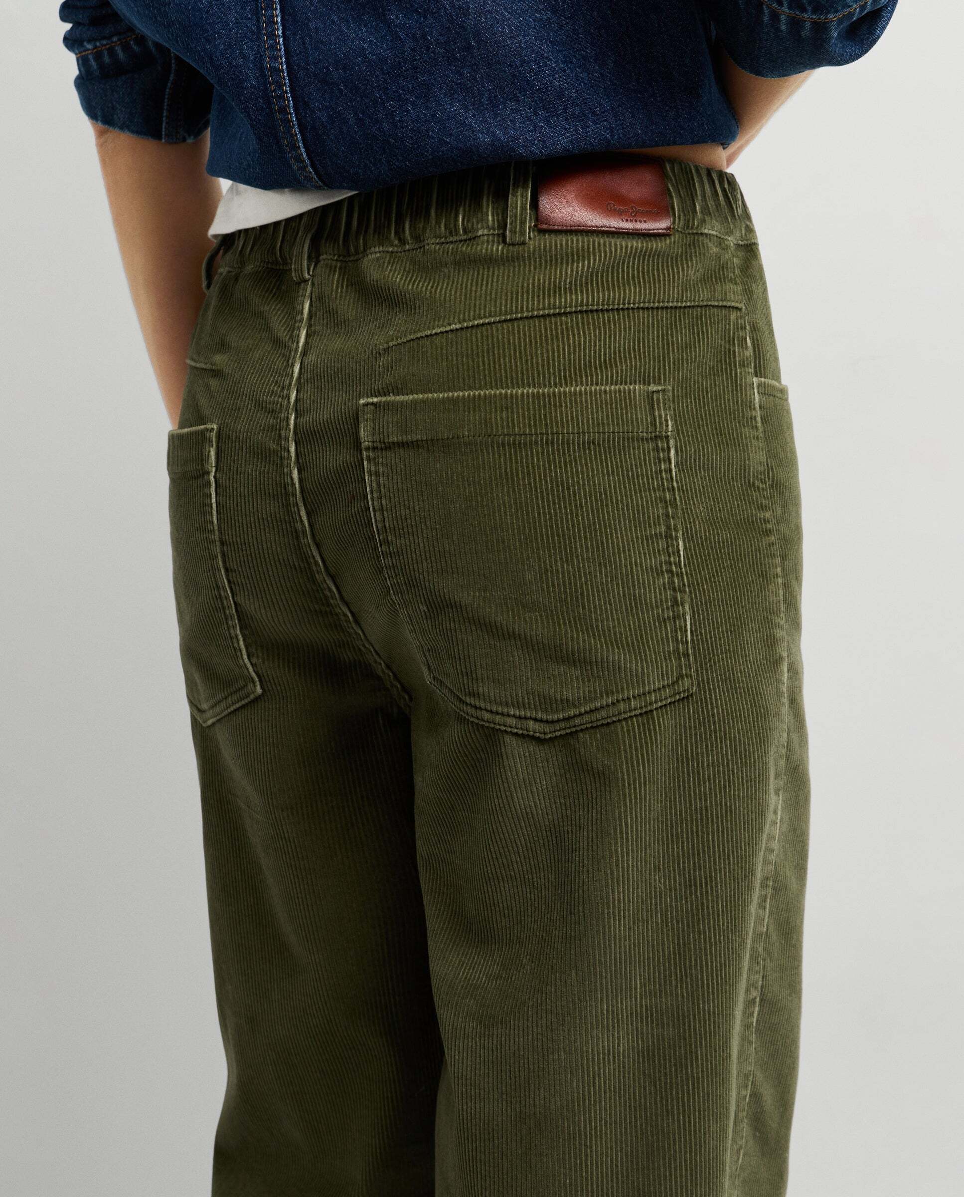 Pantalón de mujer de pana fit recto - Pepe Jeans - Verde Verde-4