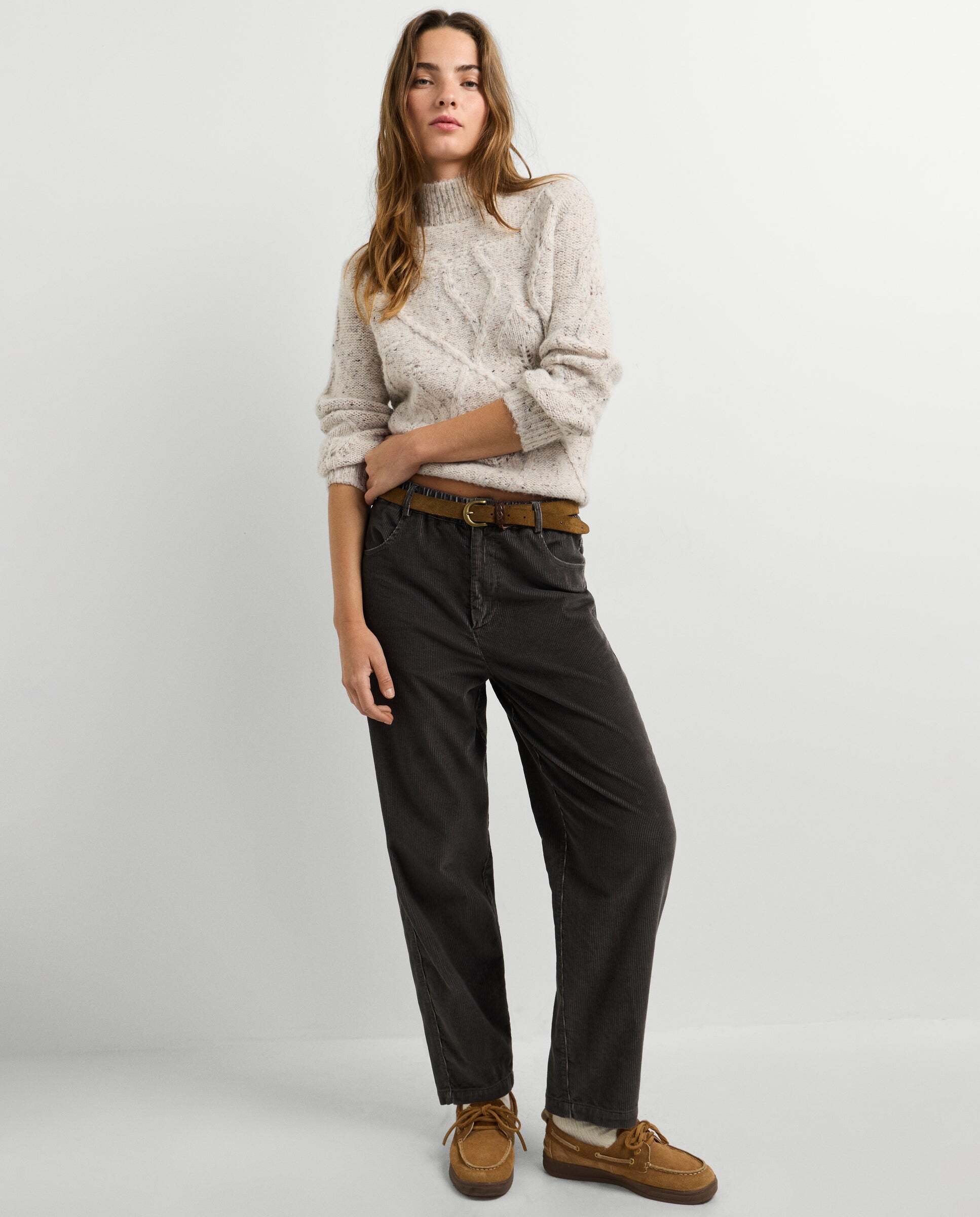 Pantalón de mujer de pana fit recto - Pepe Jeans - Gris Gris-2