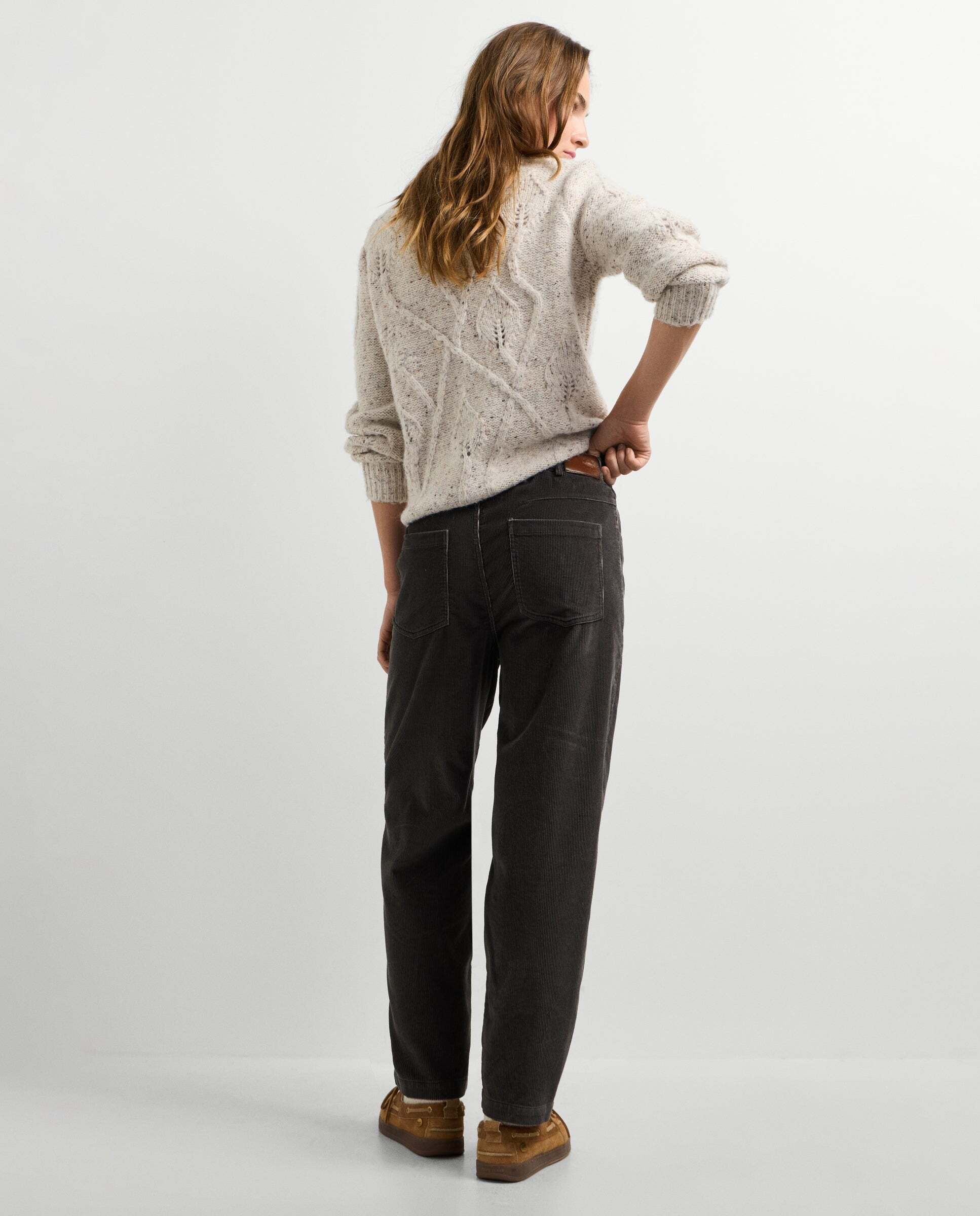Pantalón de mujer de pana fit recto - Pepe Jeans - Gris Gris-3