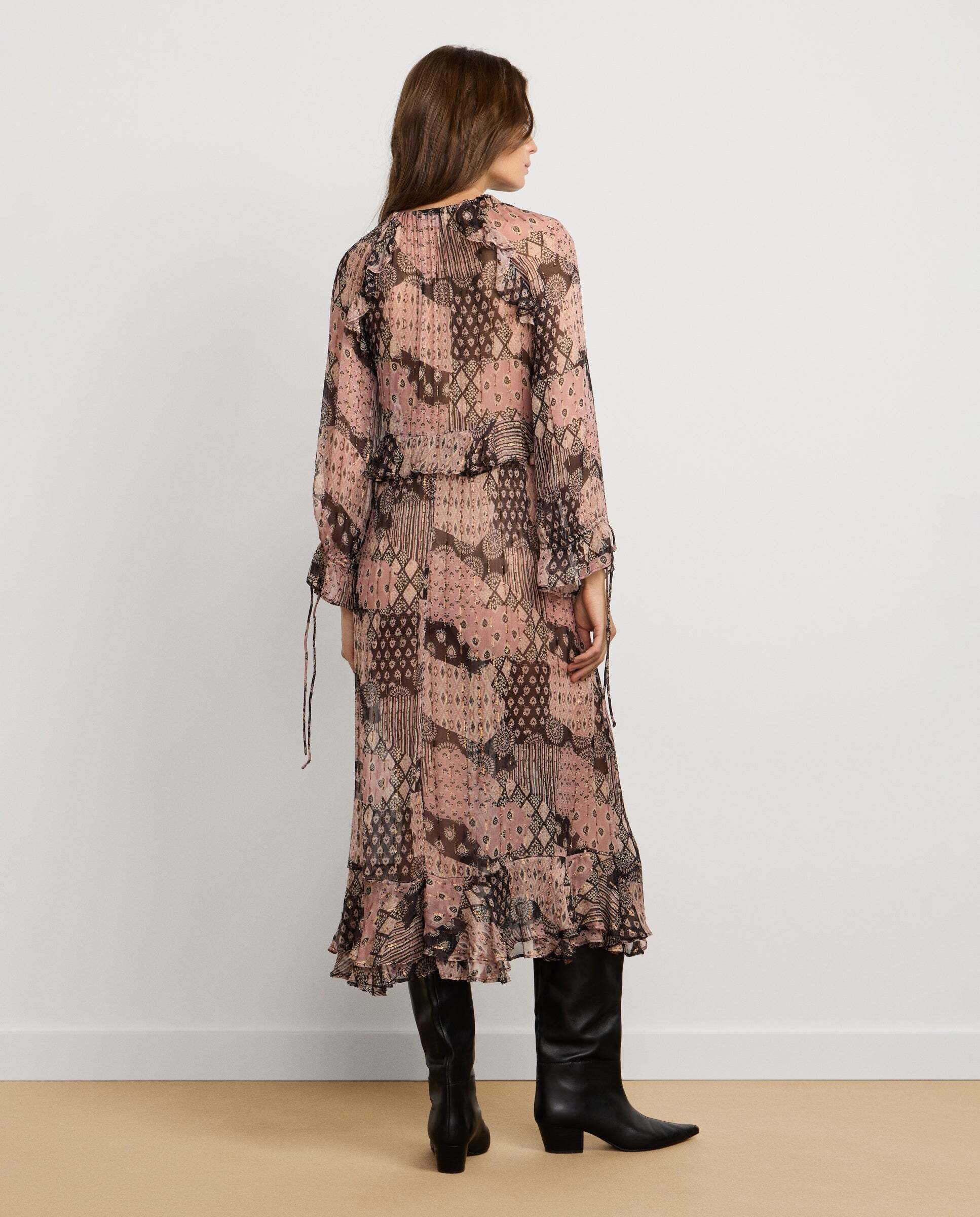 W11 ines dress - Pepe Jeans - vestido de mujer largo estampado ornamental - Rosa claro Rosa claro-3